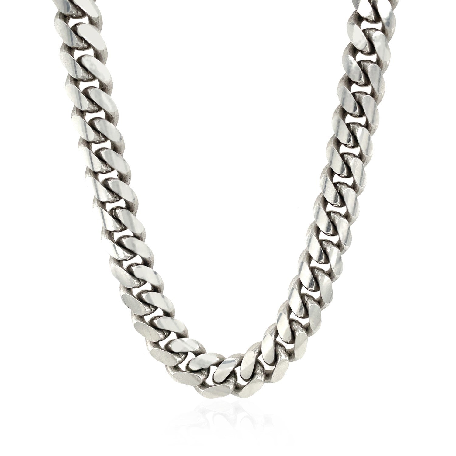 Sterling Silver Rhodium Plated Miami Cuban Chain 9.8mm on sale at MyriadMart