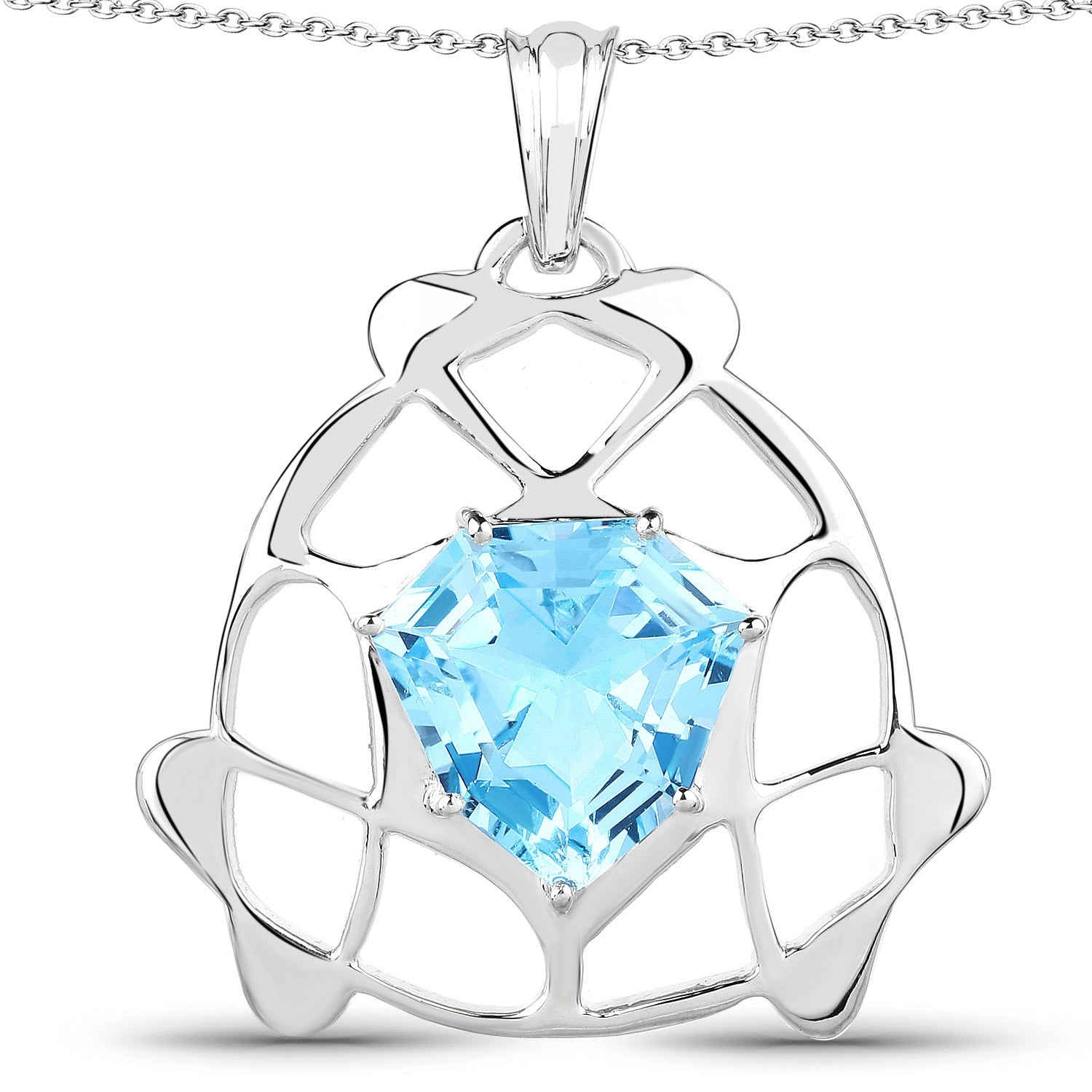 11.50 Carat Genuine Swiss Blue Topaz .925 Sterling Silver Pendant on sale at MyriadMart