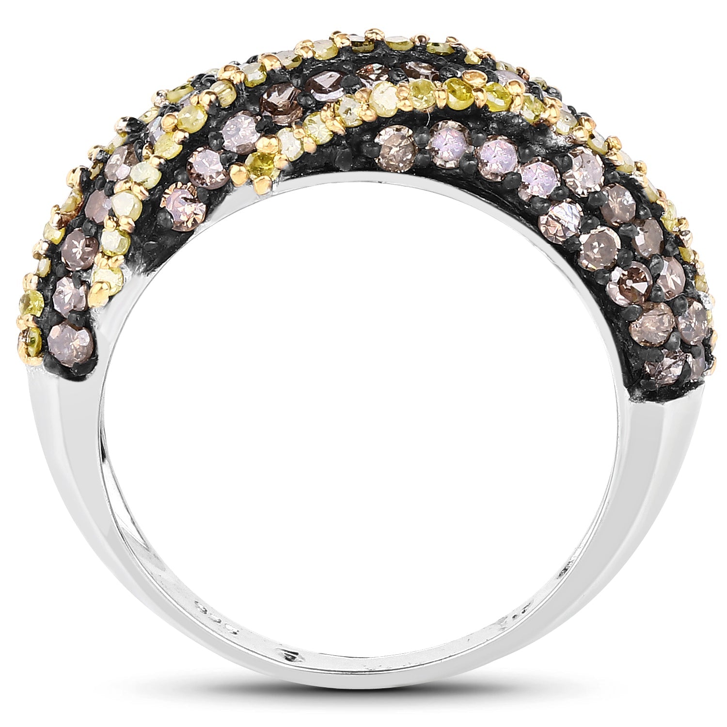 1.25 Carat Genuine Champagne Diamond and Yellow Diamond .925 Sterling Silver Ring on sale at MyriadMart