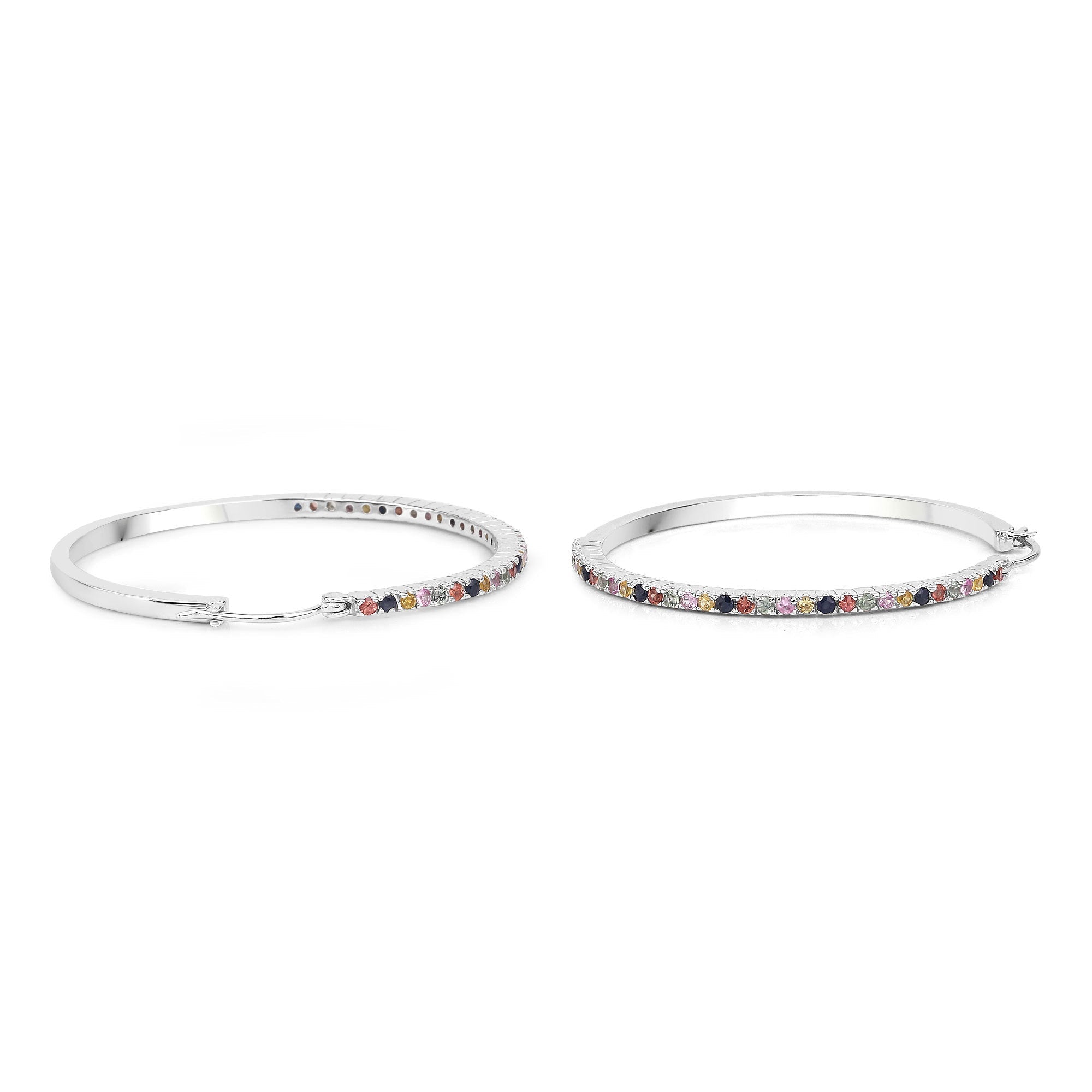 2.24 Carat Genuine Multi Sapphire .925 Sterling Silver Earrings on sale at MyriadMart