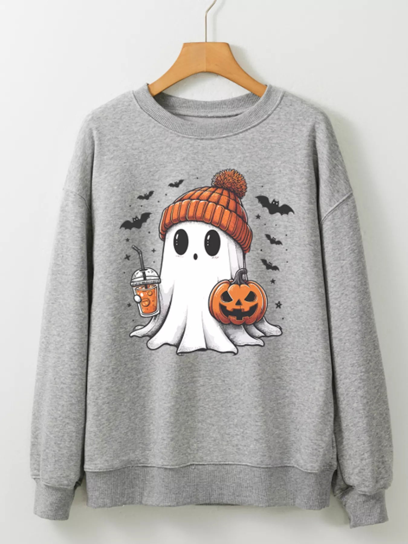 Halloween Ghost Round Neck Sweatshirt - MyriadMart