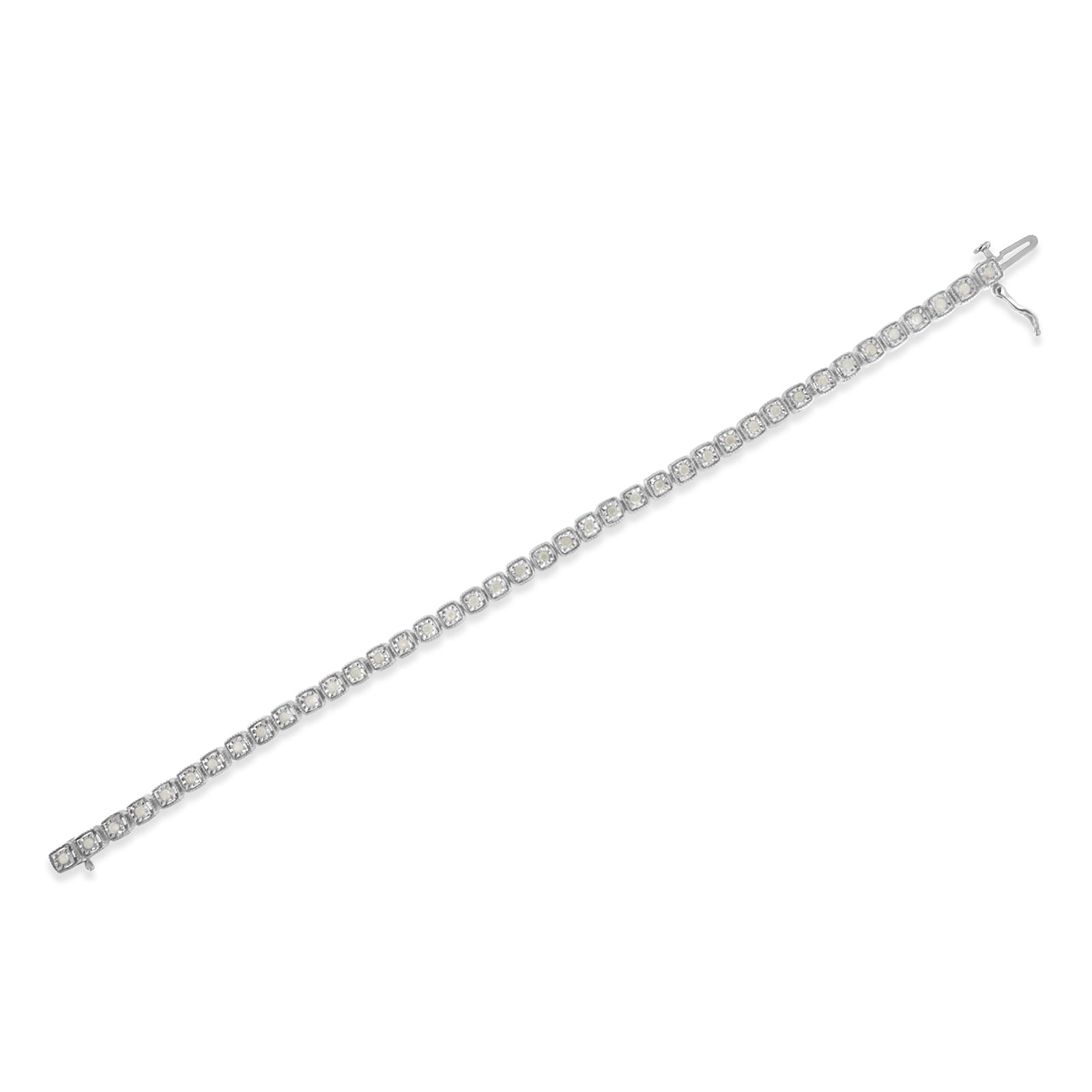 .925 Sterling Silver 1.0 Cttw Diamond Miracle-Set Square Milgrain 7" Link Tennis Bracelet I-J Color, I3 Clarity on sale at MyriadMart
