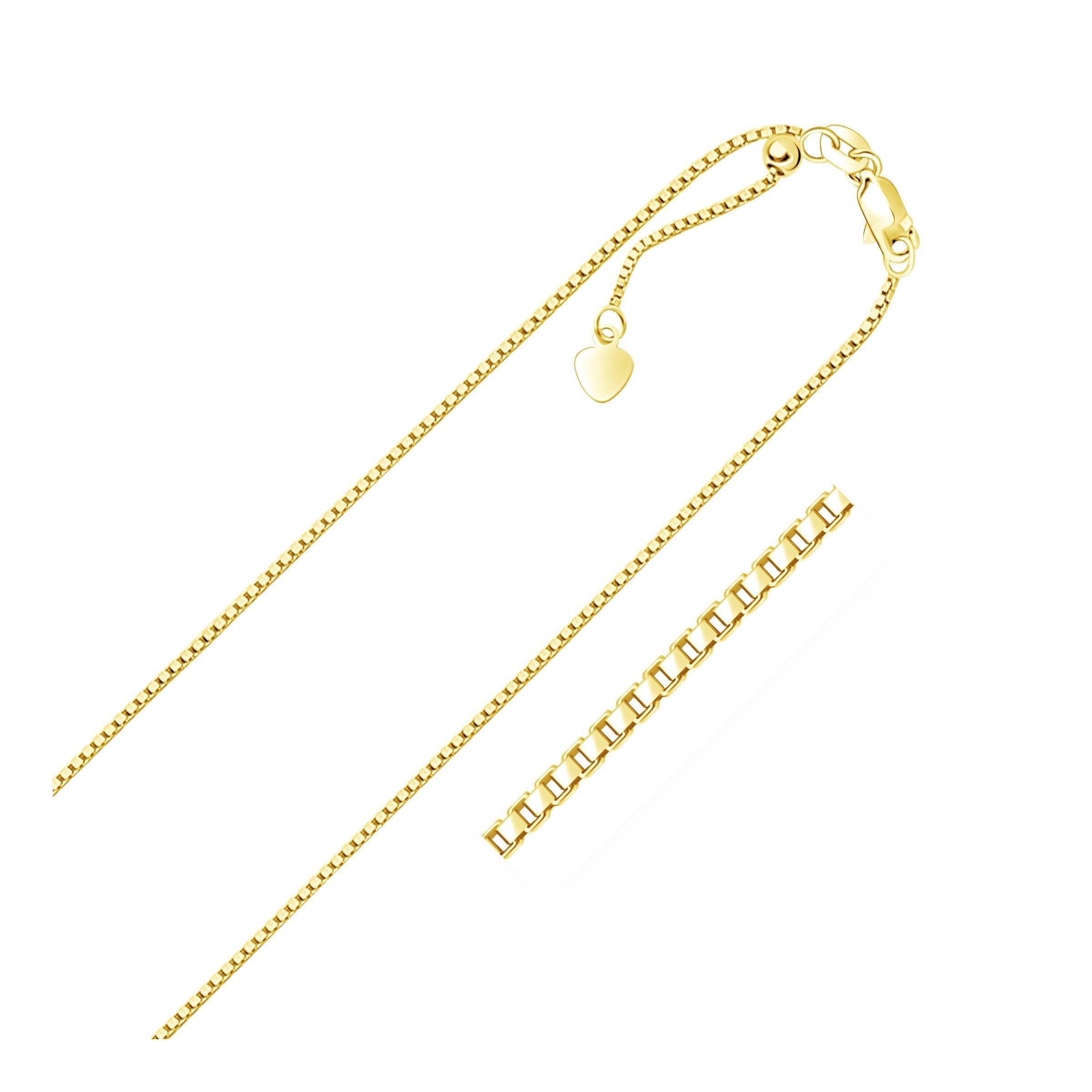 14k Yellow Gold Adjustable Box Chain 1.10 mm on sale at MyriadMart