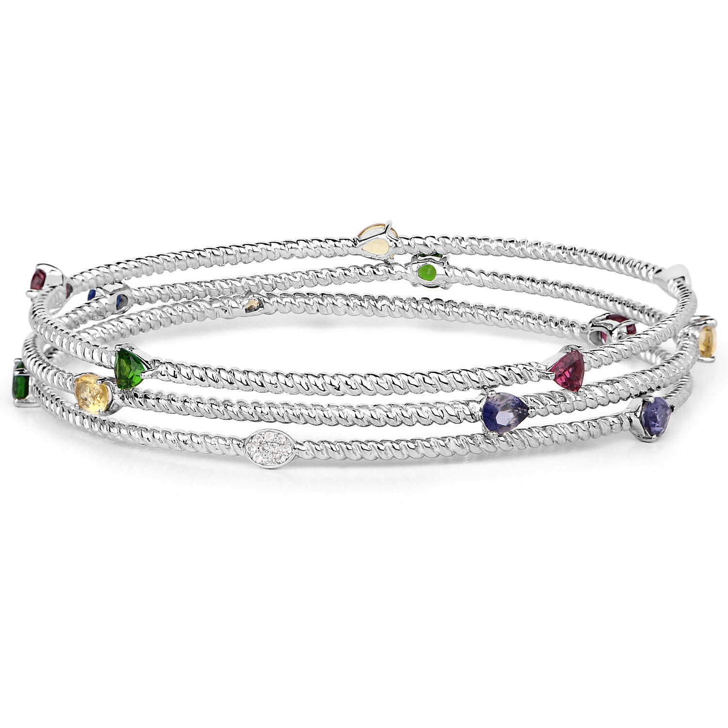3.88 Carat Genuine Multi Stones .925 Sterling Silver Bracelet on sale at MyriadMart