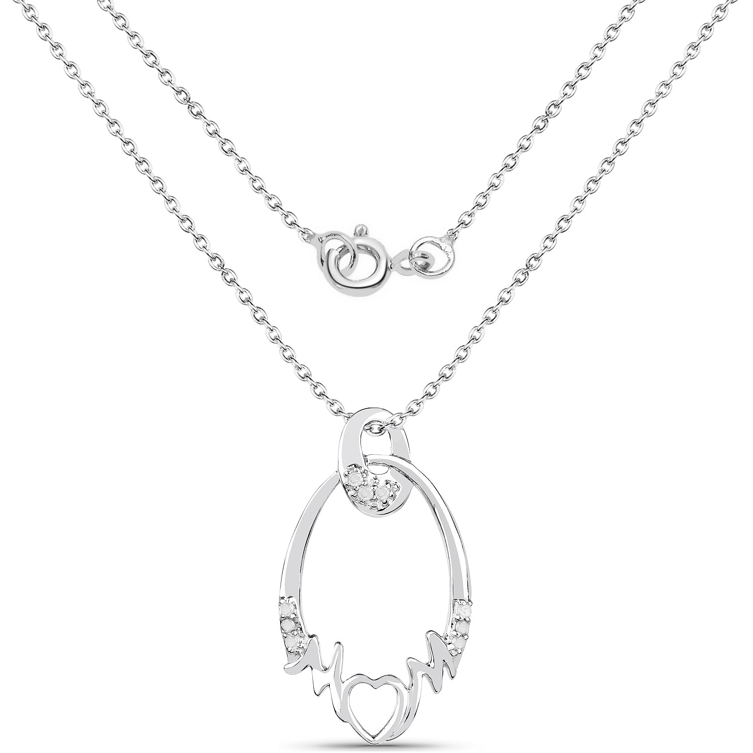 0.14 Carat Genuine White Diamond .925 Sterling Silver Pendant on sale at MyriadMart