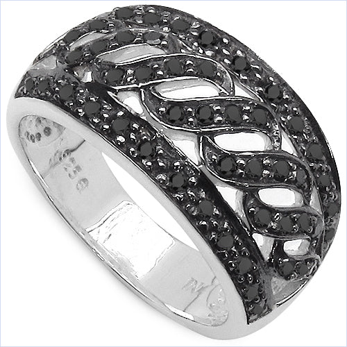 0.54 Carat Genuine Black Diamond .925 Sterling Silver Ring on sale at MyriadMart