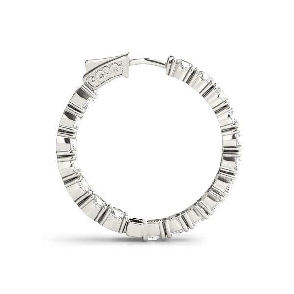 14k White Gold Two Sided Prong Set Diamond Hoop Earrings 3 1/2 cttw on sale at MyriadMart