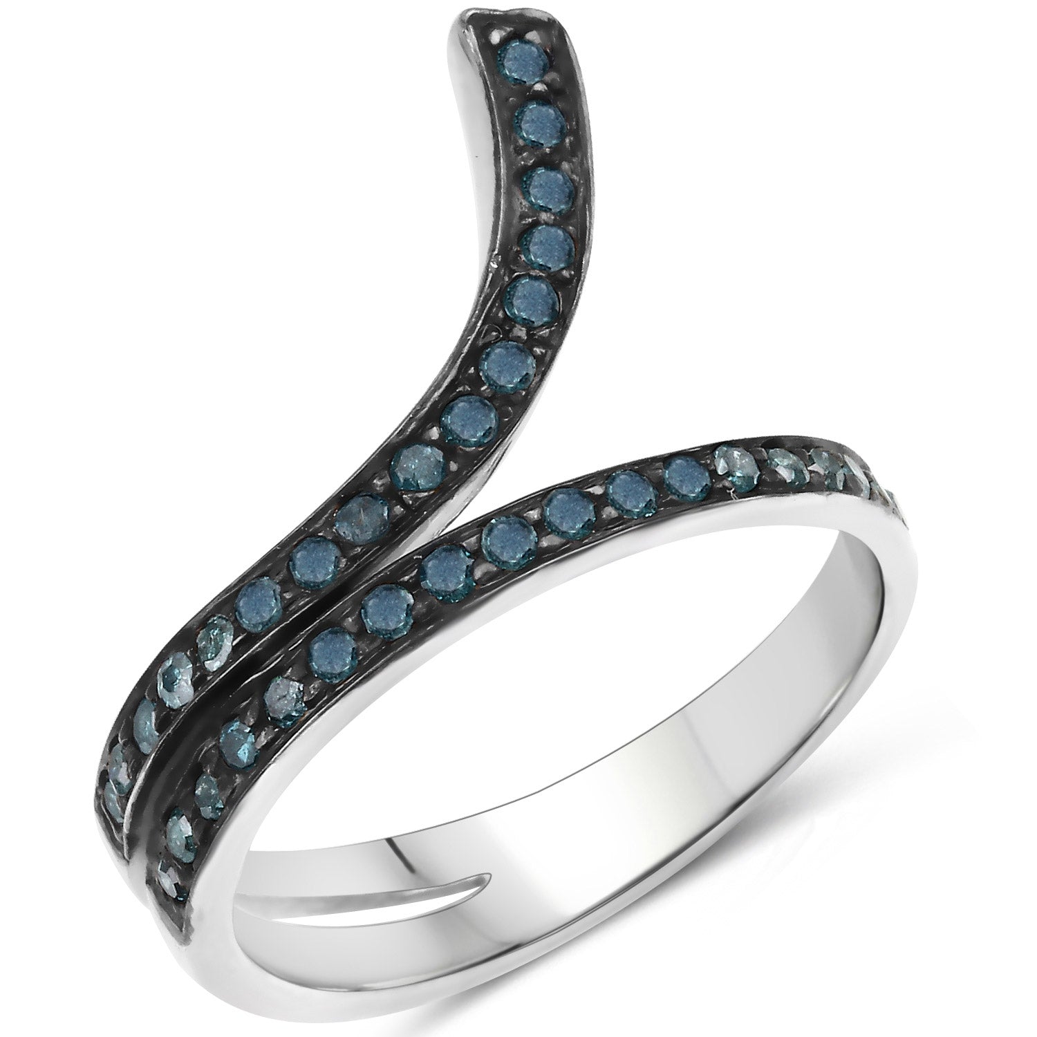 0.46 Carat Genuine Blue Diamond .925 Sterling Silver Ring on sale at MyriadMart
