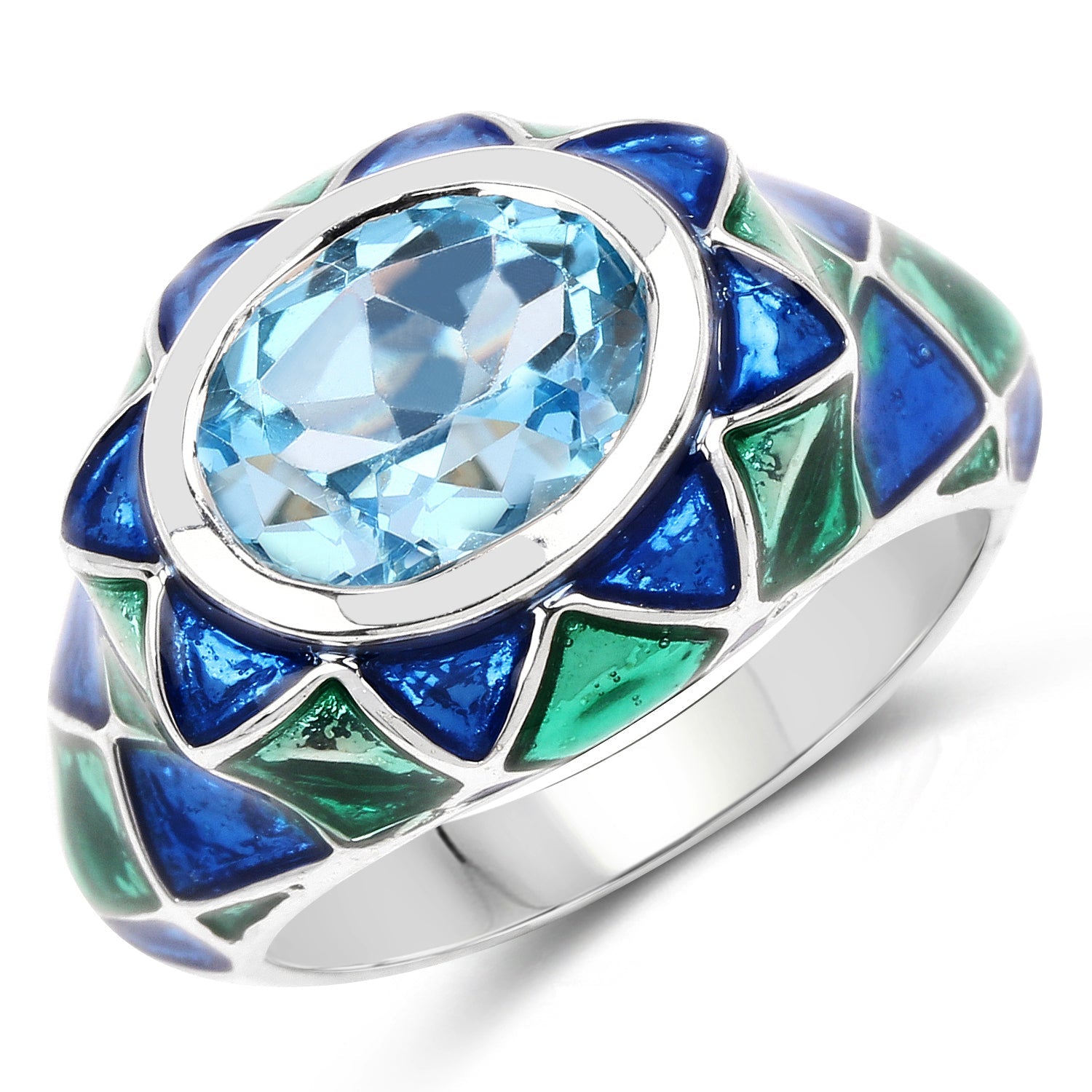 3.25 Carat Genuine Swiss Blue Topaz .925 Sterling Silver Ring on sale at MyriadMart
