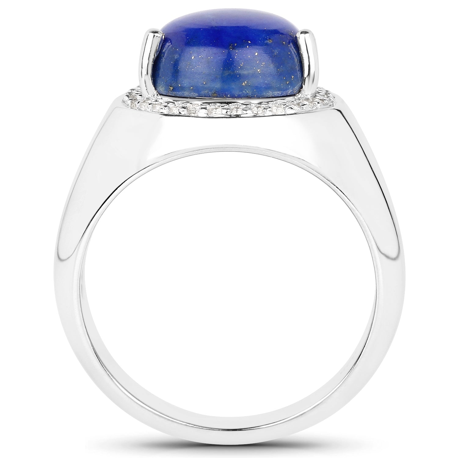 5.52 Carat Genuine Lapis and White Zircon .925 Sterling Silver Ring on sale at MyriadMart