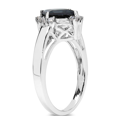 1.99 Carat Genuine London Blue Topaz & White Topaz .925 Sterling Silver Ring on sale at MyriadMart