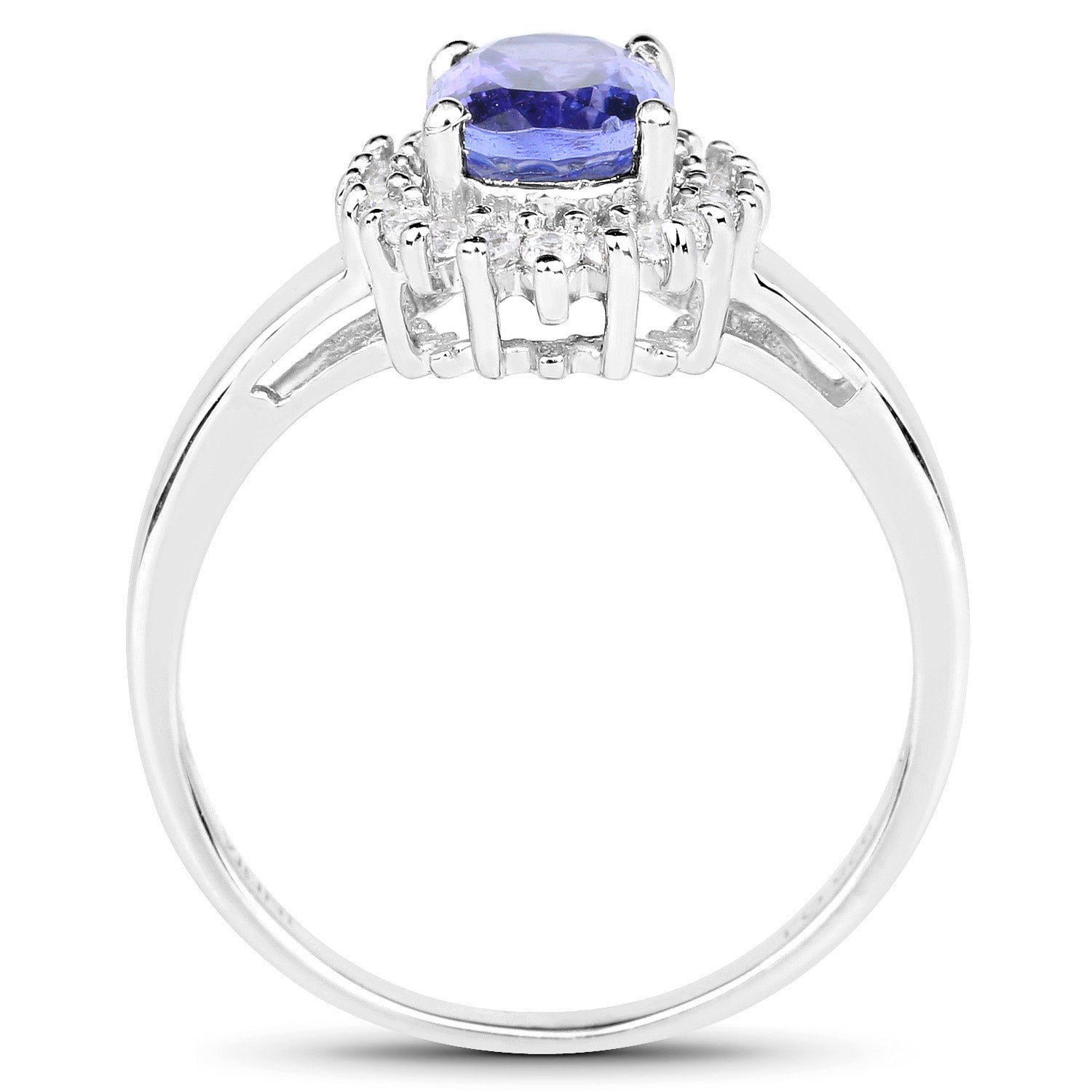 1.45 Carat Genuine Tanzanite and White Zircon .925 Sterling Silver Ring on sale at MyriadMart