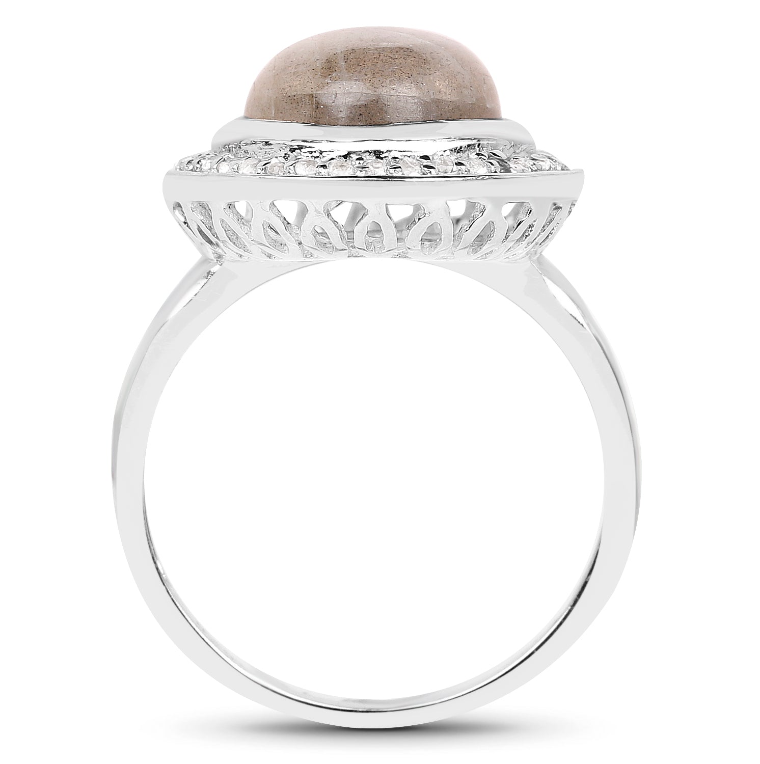 5.43 Carat Genuine Labradorite and White Topaz .925 Sterling Silver Ring on sale at MyriadMart