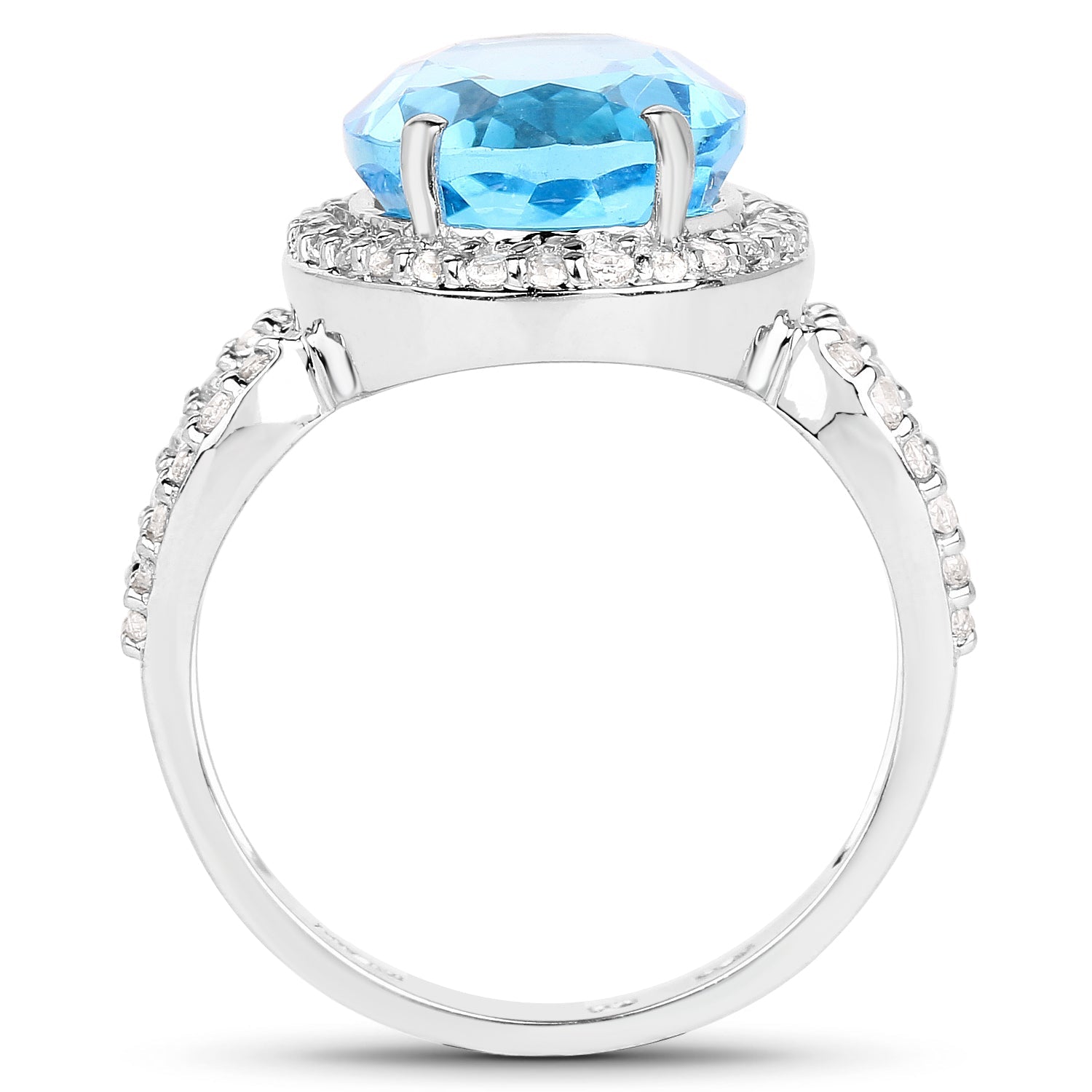 6.03 Carat Genuine Swiss Blue Topaz & White Topaz .925 Sterling Silver Ring on sale at MyriadMart