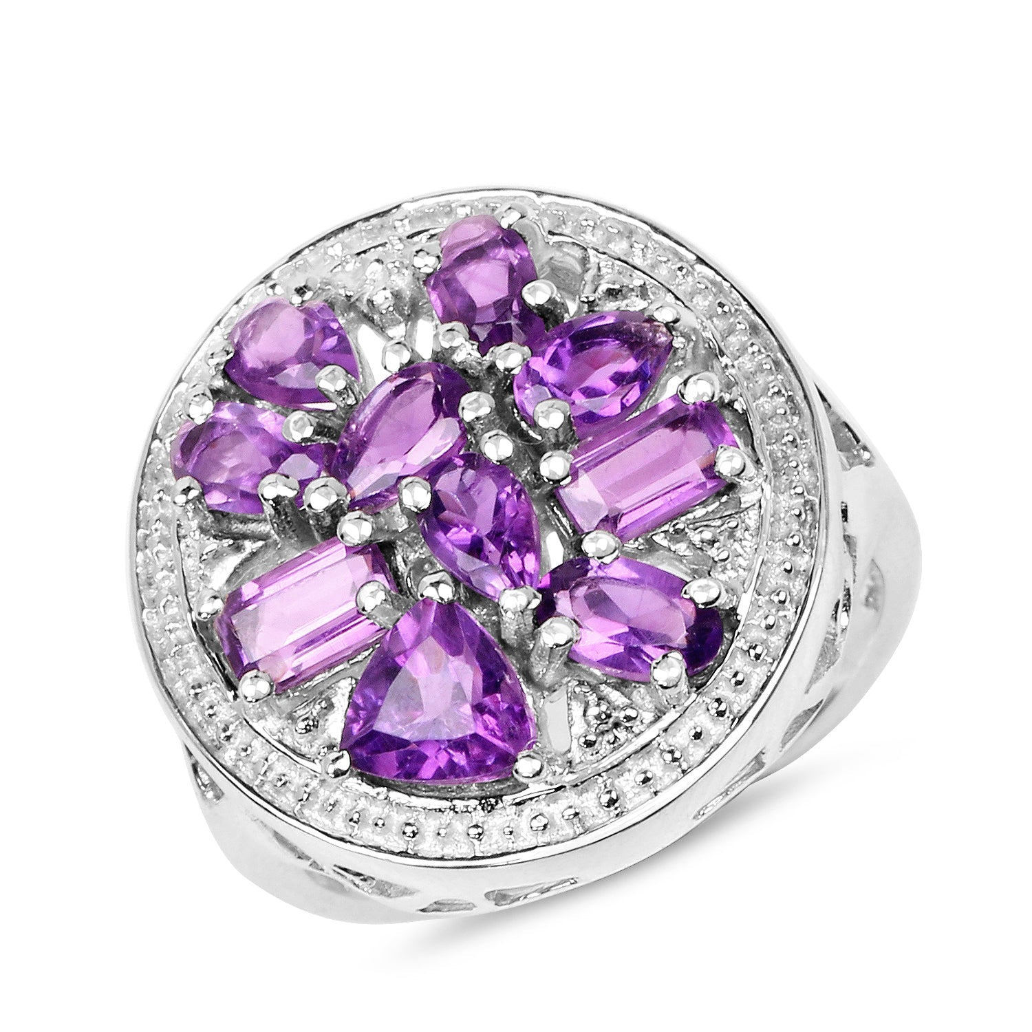 2.76 Carat Genuine Amethyst .925 Sterling Silver Ring on sale at MyriadMart