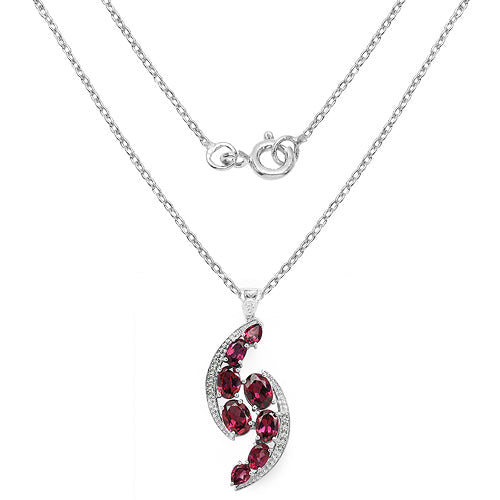 7.29 Carat Genuine Rhodolite & White Topaz .925 Sterling Silver Pendant on sale at MyriadMart