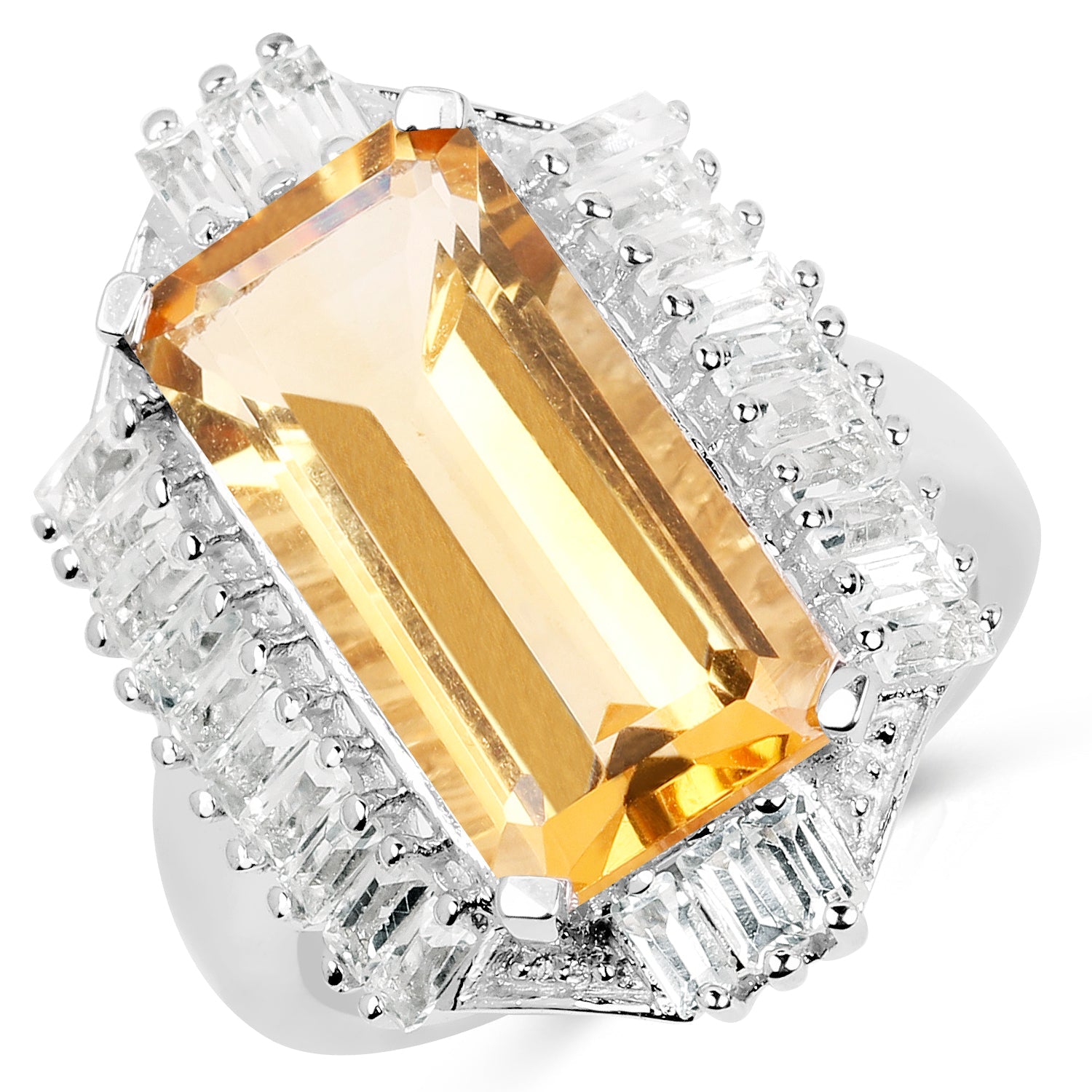 9.13 Carat Genuine Citrine & White Topaz .925 Sterling Silver Ring on sale at MyriadMart