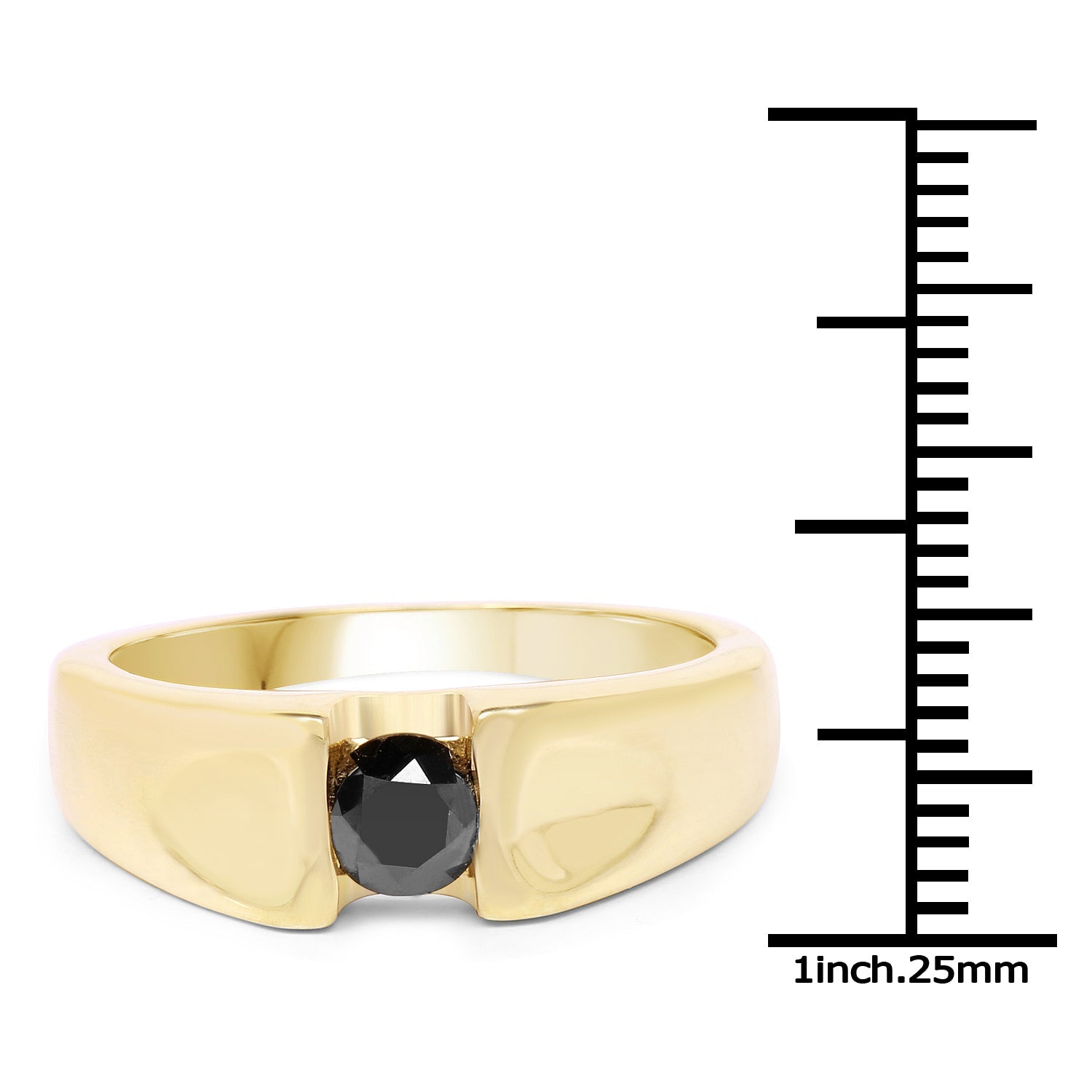 14K Yellow Gold Plated 0.25 Carat Genuine Black Diamond .925 Sterling Silver Ring on sale at MyriadMart