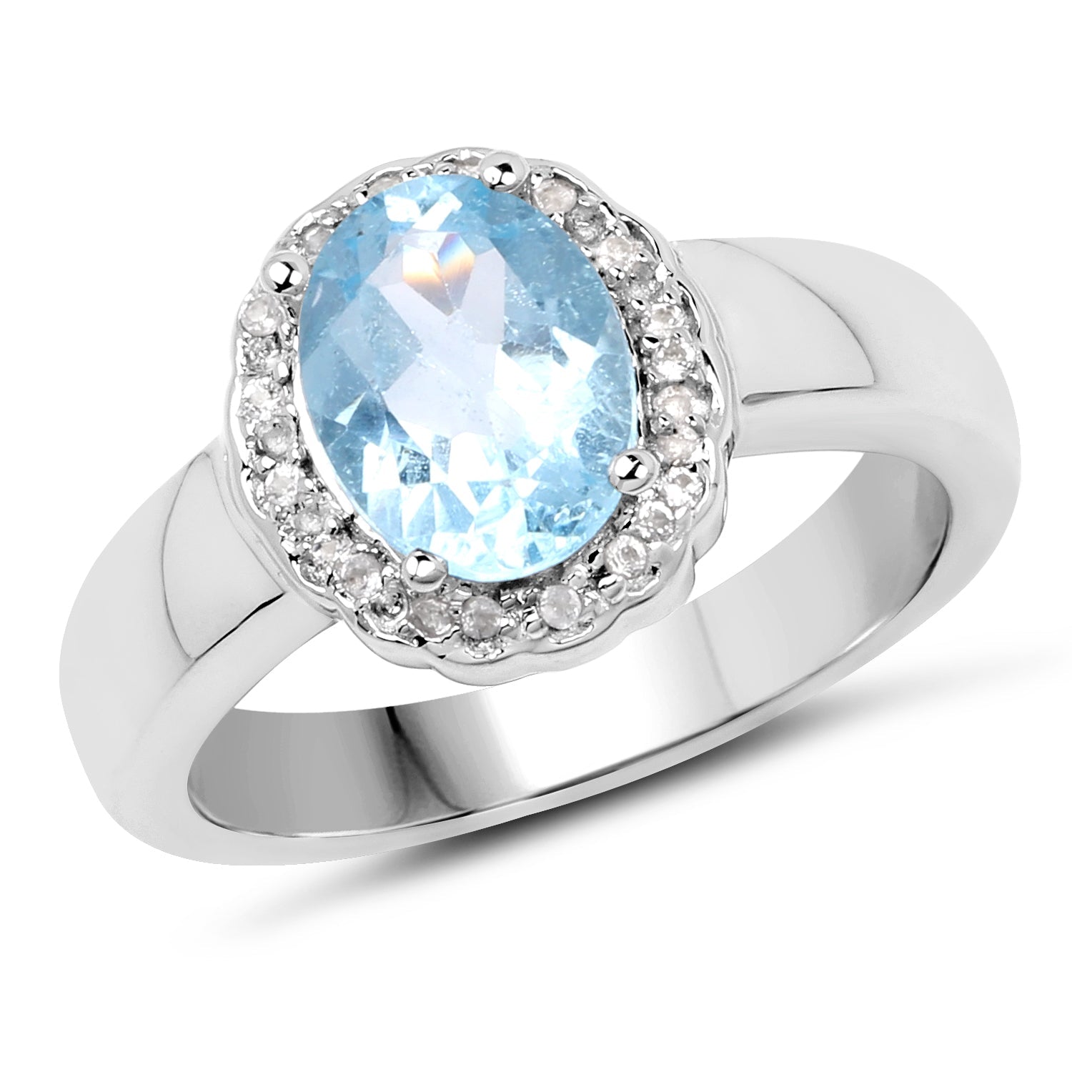 2.58 Carat Genuine Blue Topaz and White Topaz .925 Sterling Silver Ring on sale at MyriadMart