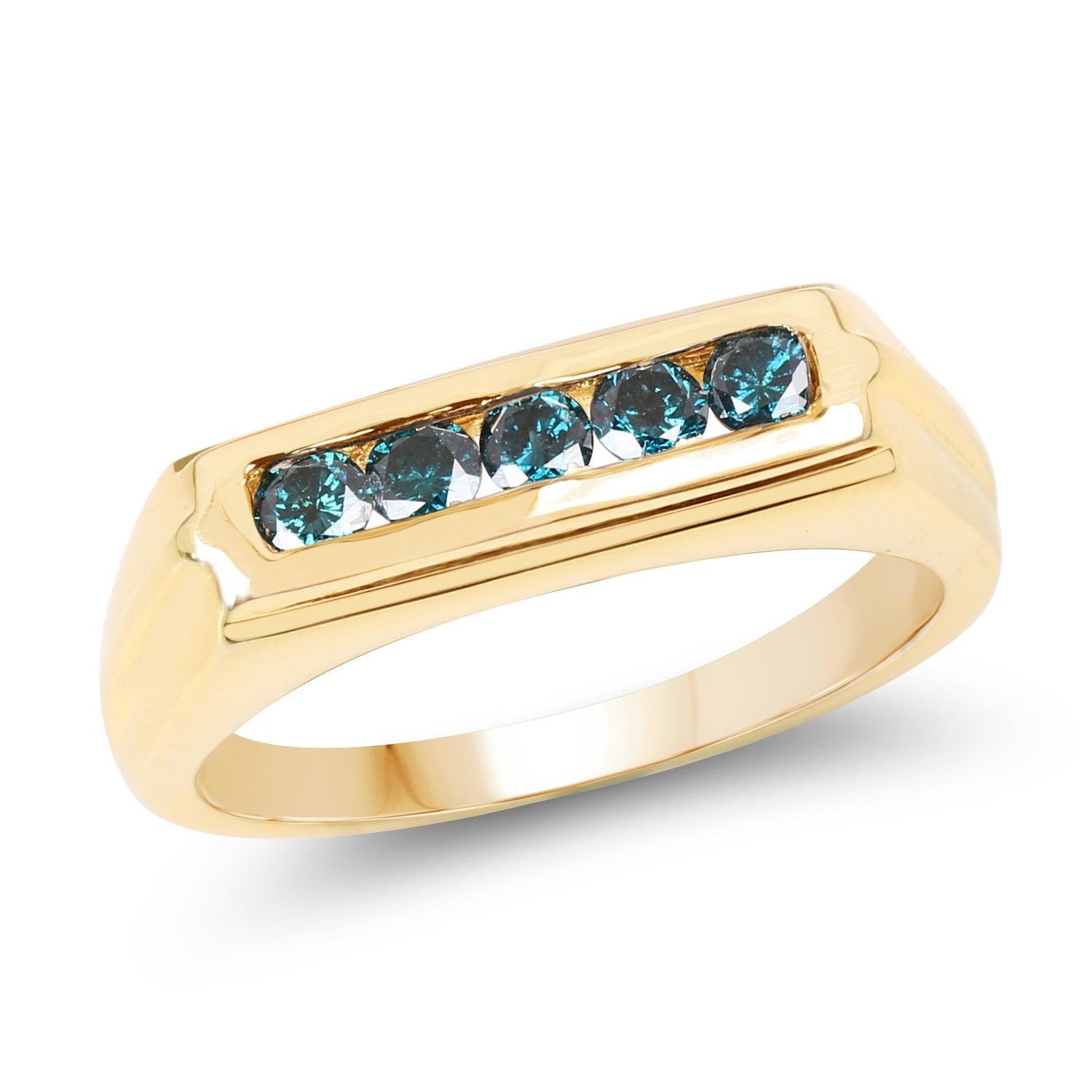 14K Yellow Gold Plated 0.40 Carat Genuine Blue Diamond .925 Sterling Silver Ring on sale at MyriadMart