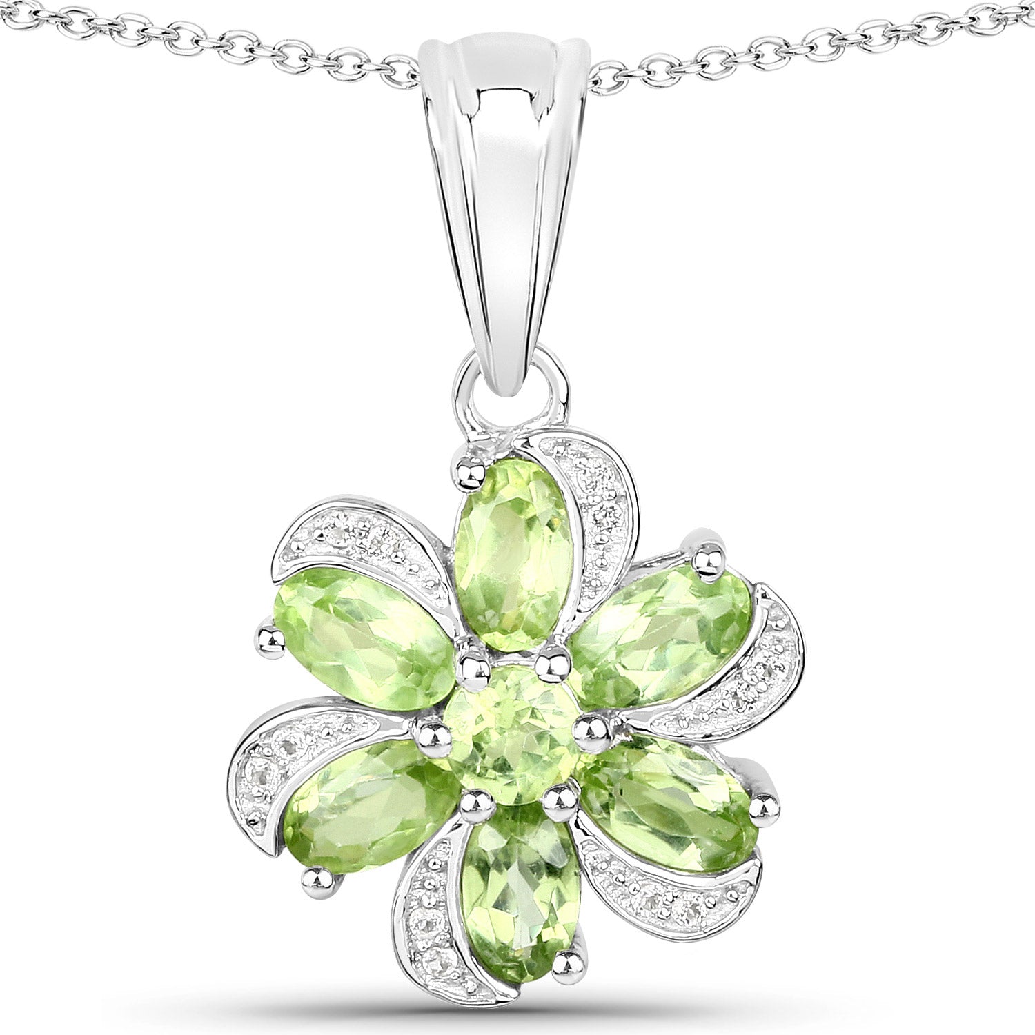8.04 Carat Genuine Peridot and White Topaz .925 Sterling Silver 3 Piece Jewelry Set Ring, Earrings, and Pendant w/ Chain on sale at MyriadMart