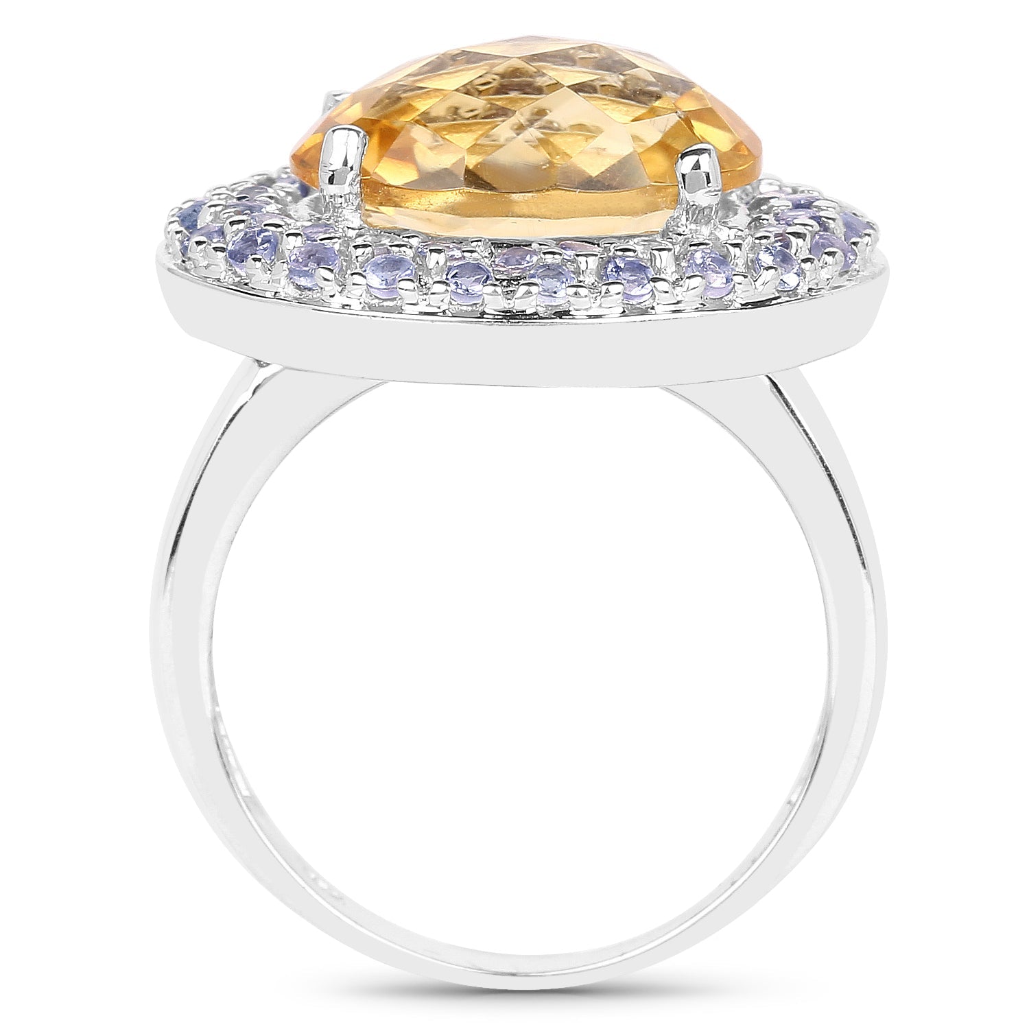 5.78 Carat Genuine Citrine and Tanzanite .925 Sterling Silver Ring on sale at MyriadMart