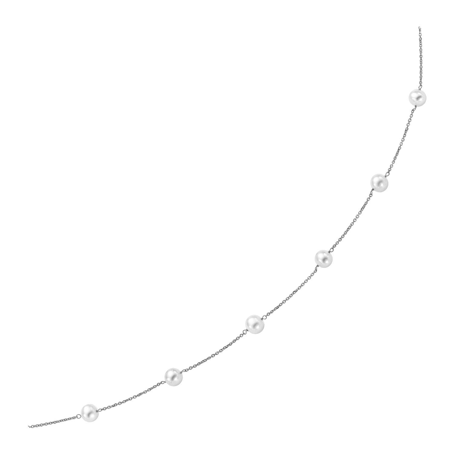 14k White Gold Necklace with White Pearls on sale at MyriadMart
