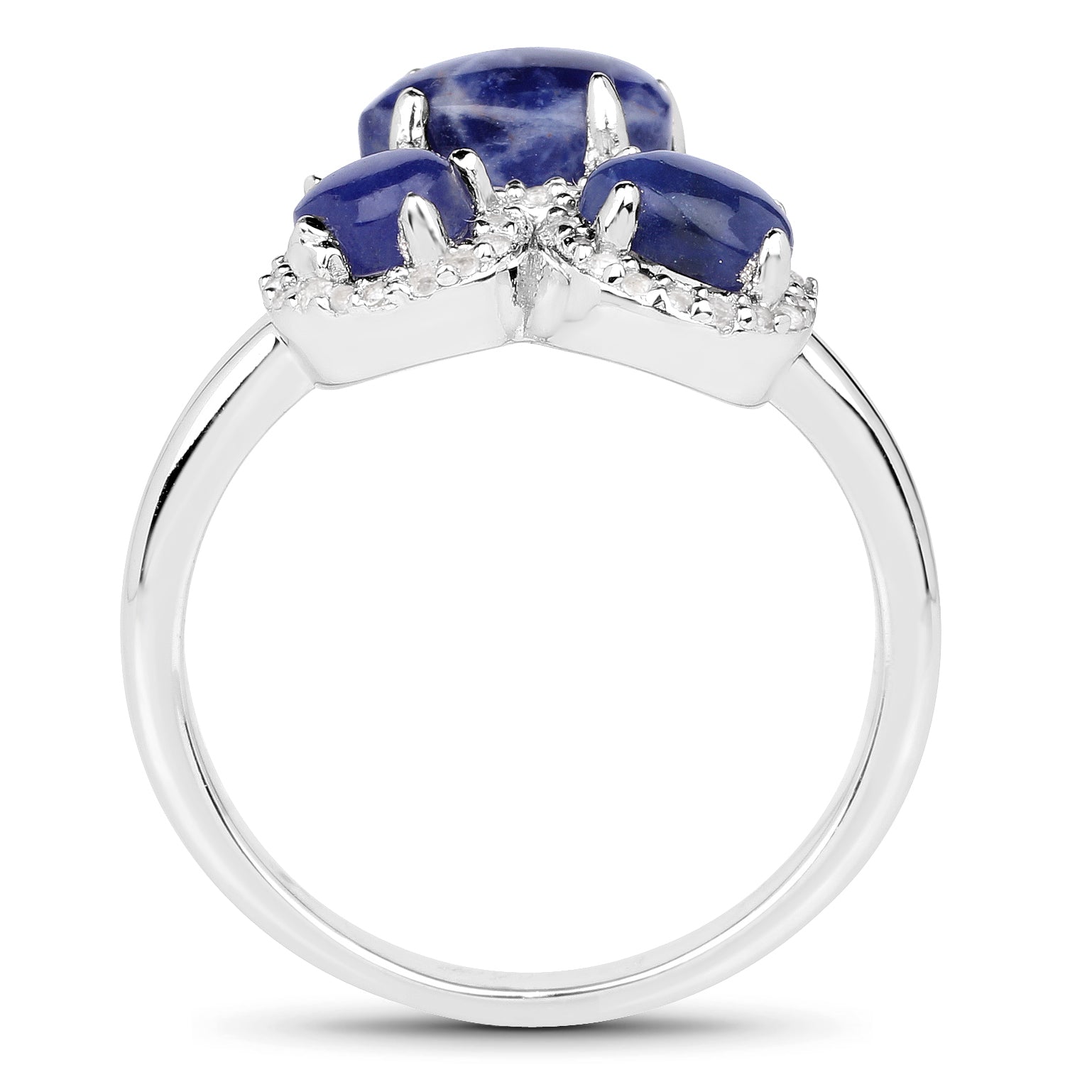2.28 Carat Genuine Blue Aventurine And White Topaz .925 Sterling Silver Ring on sale at MyriadMart