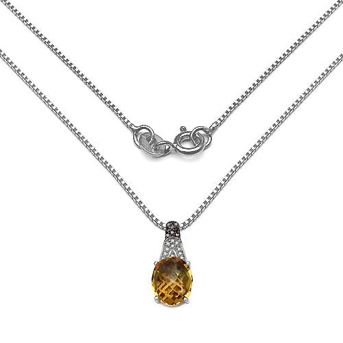 4.50 Carat Genuine Citrine, Champagne Diamond & White Diamond .925 Sterling Silver Pendant on sale at MyriadMart