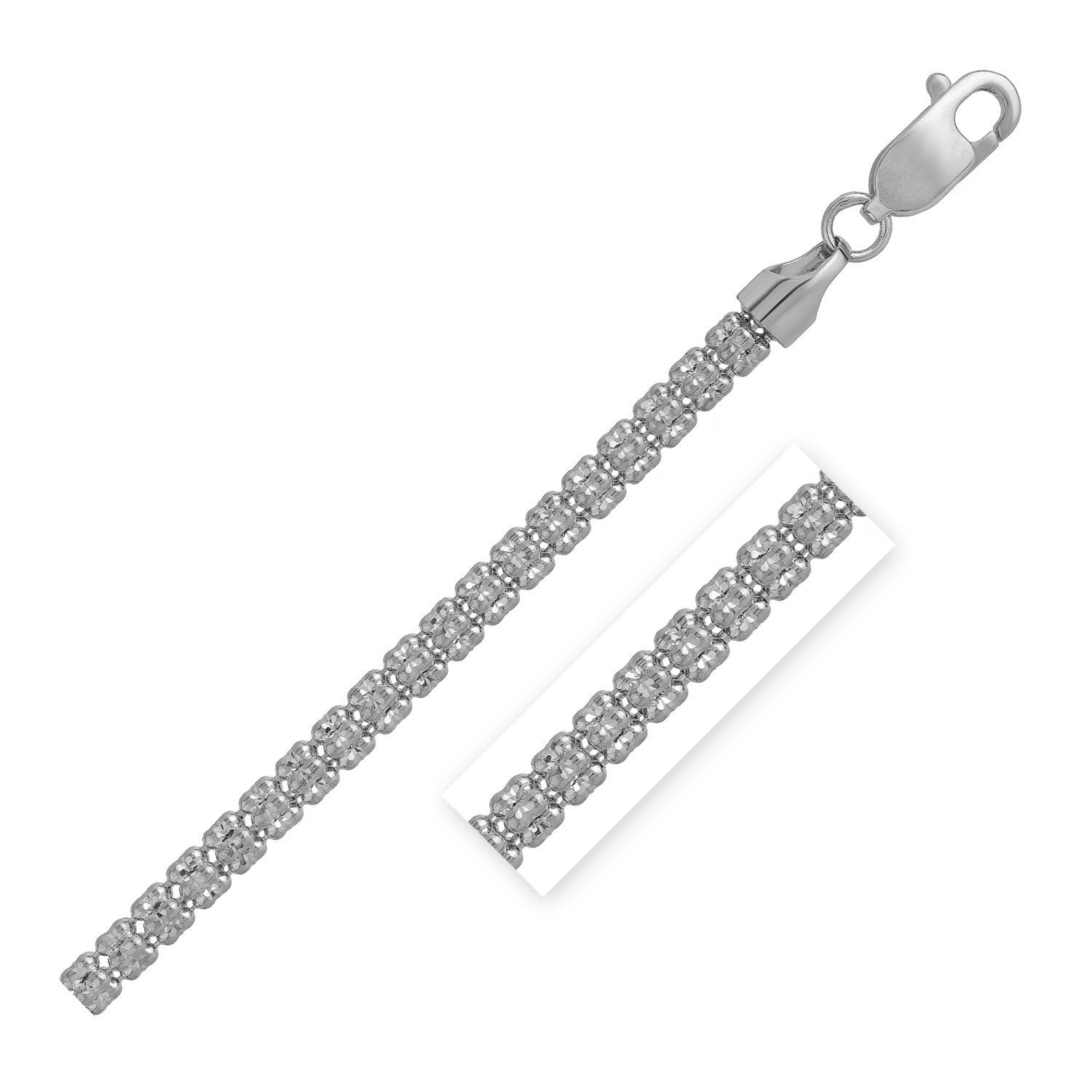 Ice Barrel Chain Bracelet in 14k White Gold 3.10 mm on sale at MyriadMart