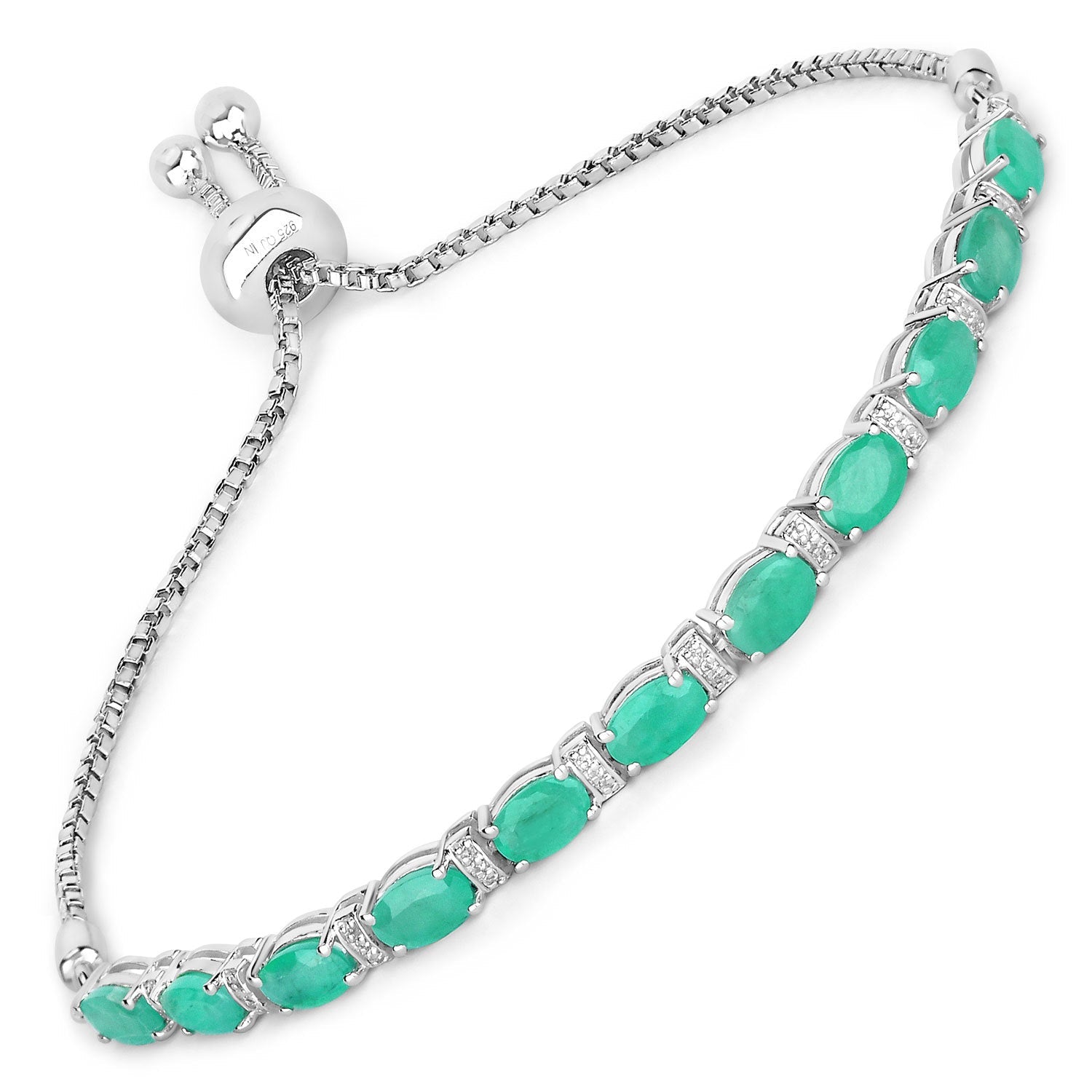 4.98 Carat Genuine Emerald and White Topaz .925 Sterling Silver Bracelet on sale at MyriadMart