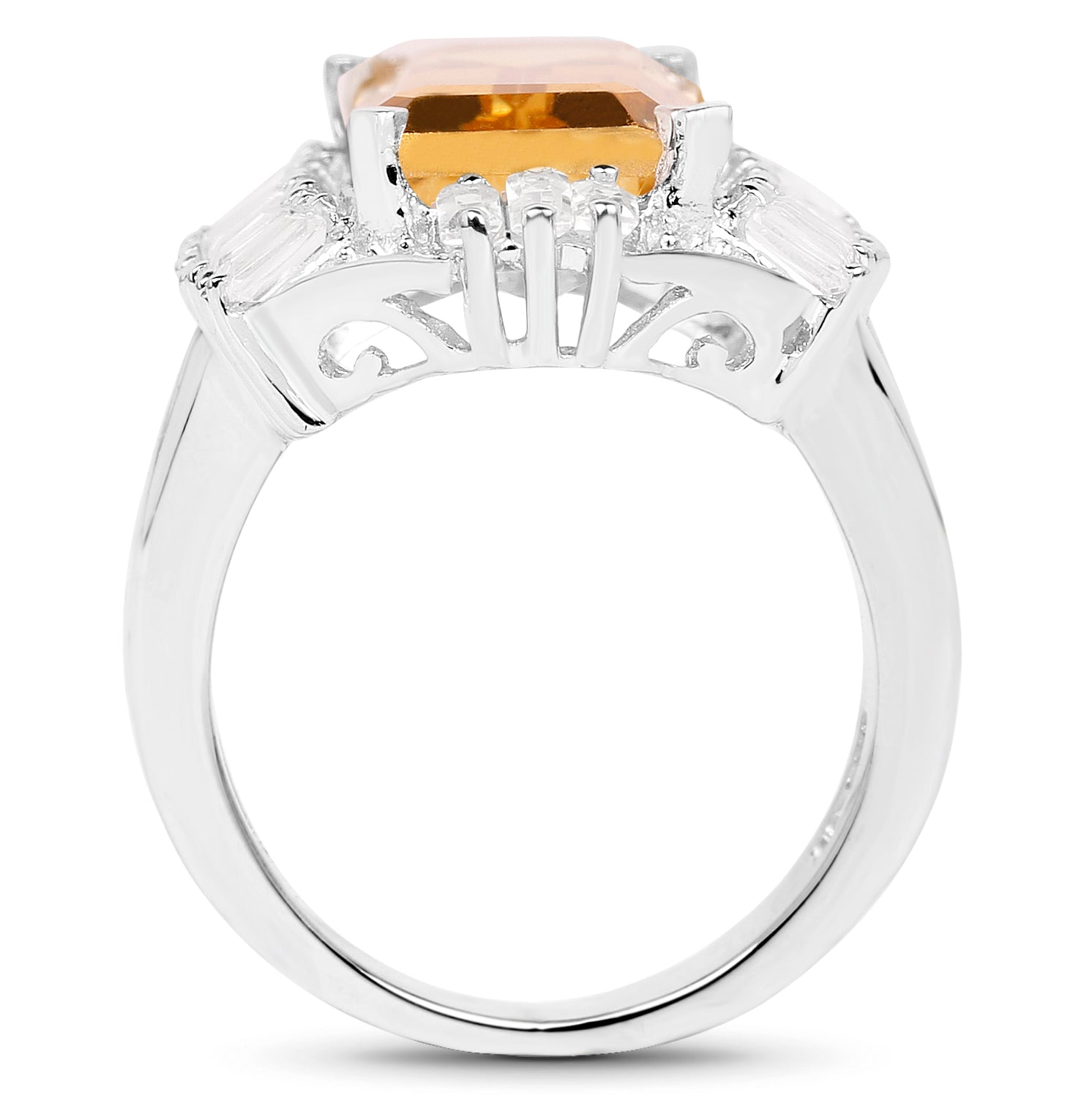 9.13 Carat Genuine Citrine & White Topaz .925 Sterling Silver Ring on sale at MyriadMart