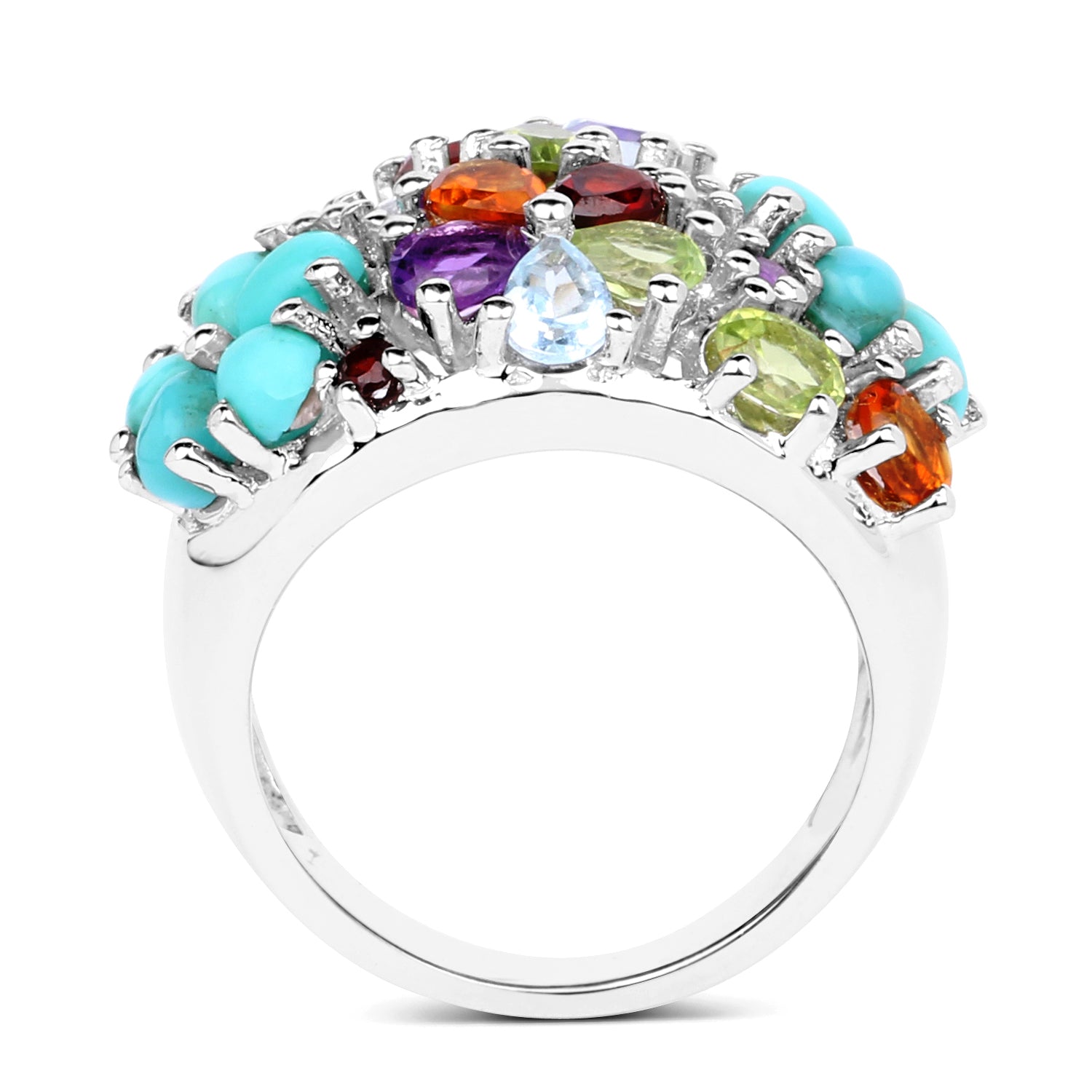 4.03 Carat Genuine Multi Stones .925 Sterling Silver Ring on sale at MyriadMart