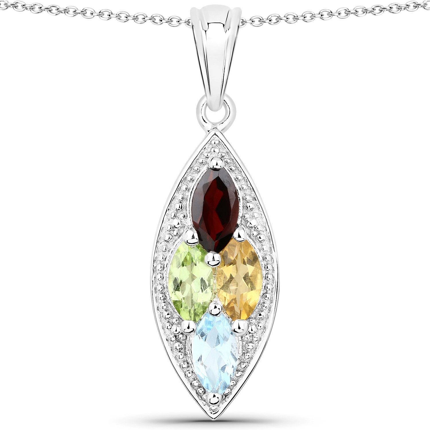 2.35 Carat Genuine Multi Stones .925 Sterling Silver Pendant on sale at MyriadMart