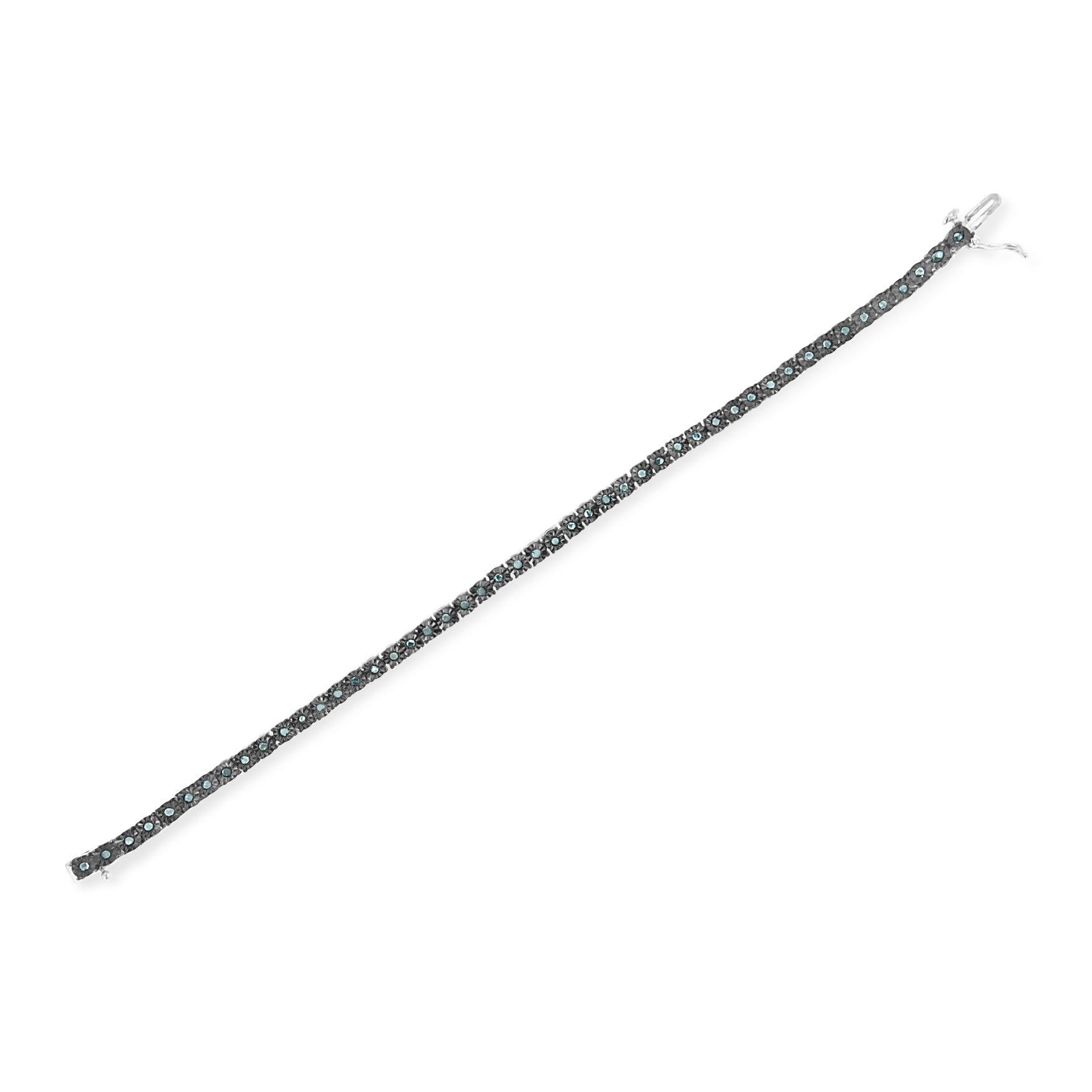 Black Rhodium Plated .925 Sterling Silver 1.0 Cttw Diamond Miracle Tennis Bracelet Enhanced Blue Color, I3 Clarity - 7" on sale at MyriadMart