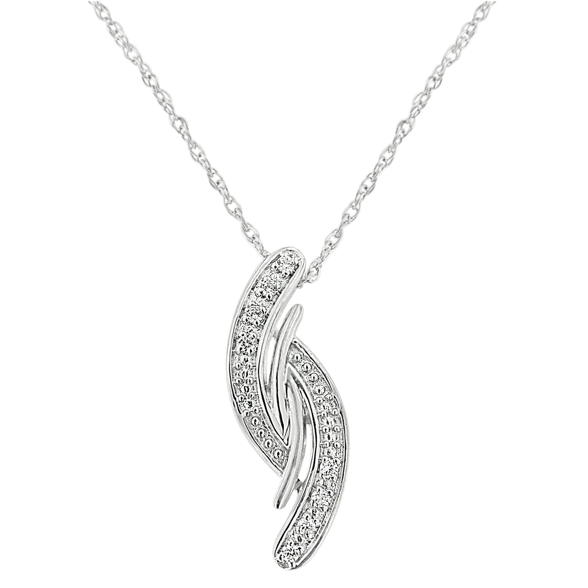 .925 Sterling Silver Diamond Accent Bypass Curve 18" Pendant Necklace I-J Color, I3 Clarity on sale at MyriadMart