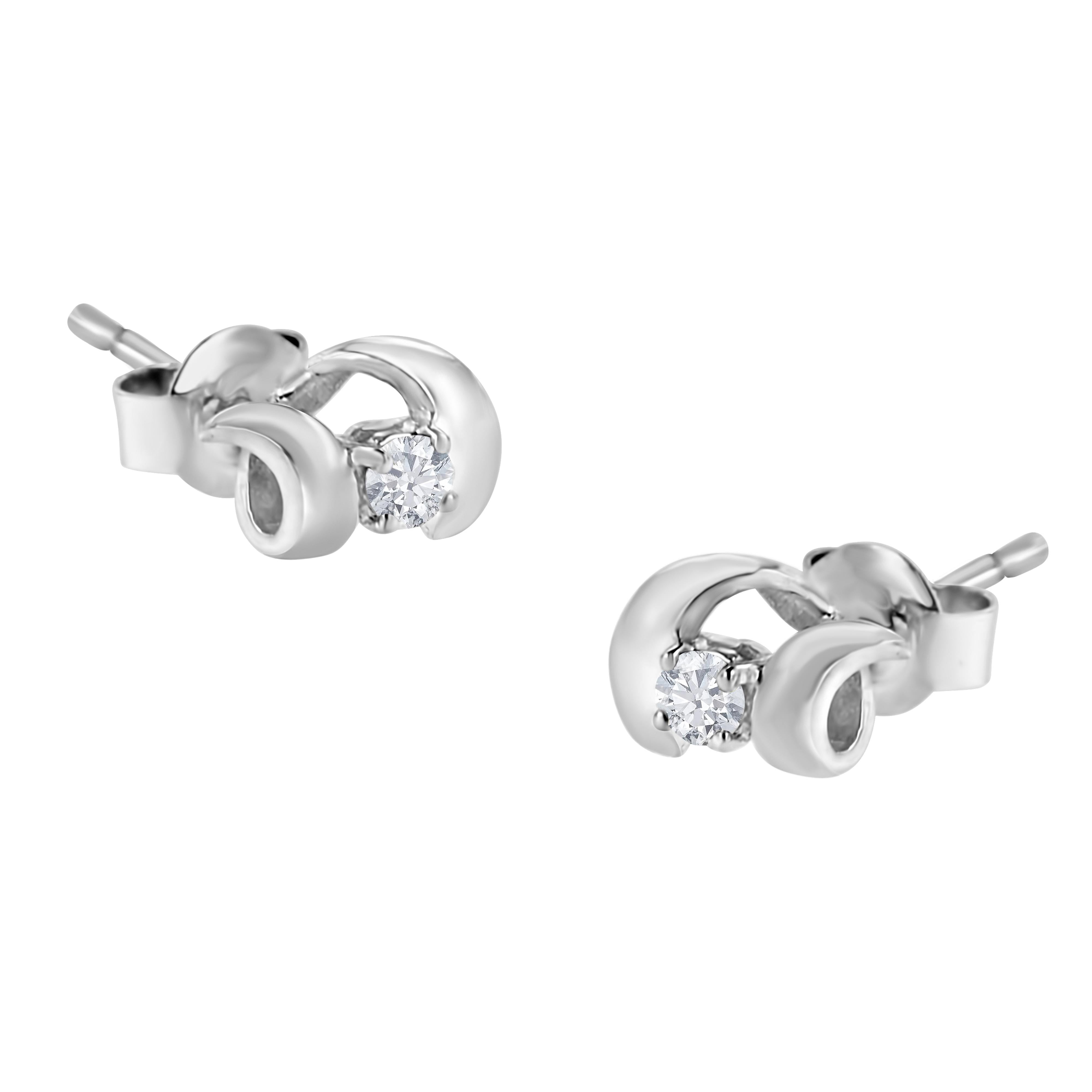.925 Sterling Silver Round Cut Diamond Fashion Stud Earrings 0.10 cttw, I-J Color, I2-I3 Clarity on sale at MyriadMart