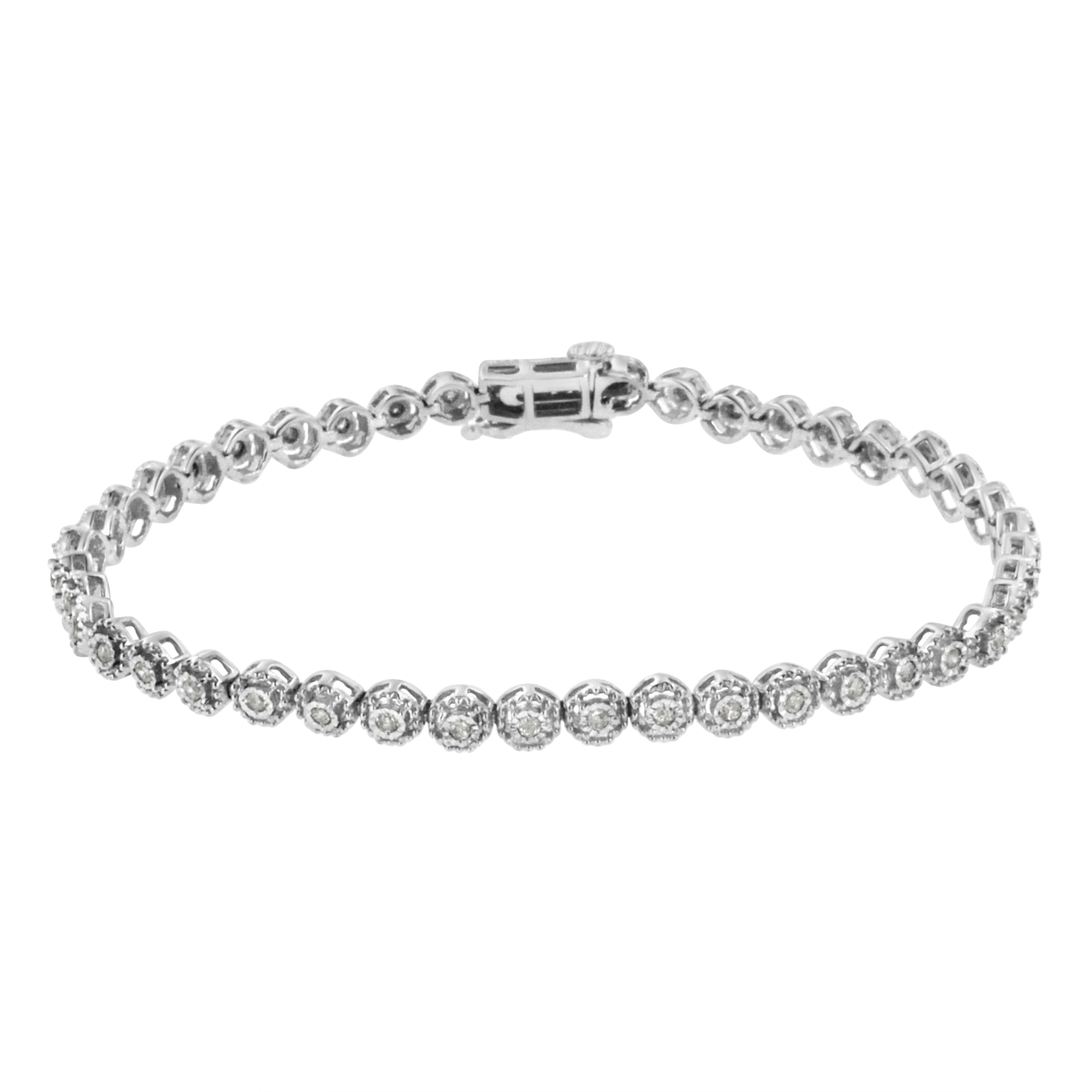 .925 Sterling Silver 1/2 Cttw Miracle Set Round Diamond Bezel Design Link Bracelet I-J Color, I2-I3 Clarity - 7.25" on sale at MyriadMart