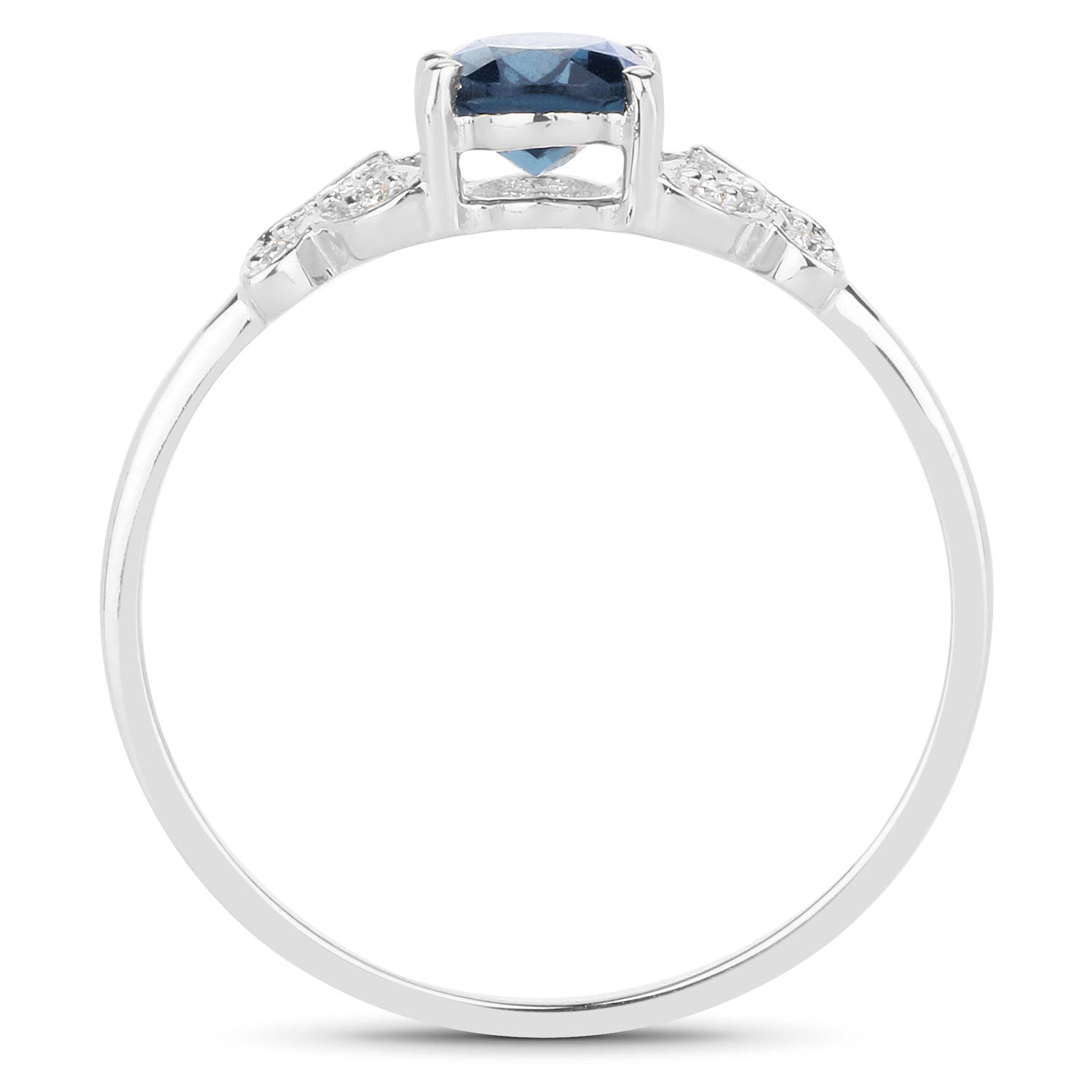0.93 Carat Genuine London Blue Topaz and White Diamond 14K White Gold Ring on sale at MyriadMart