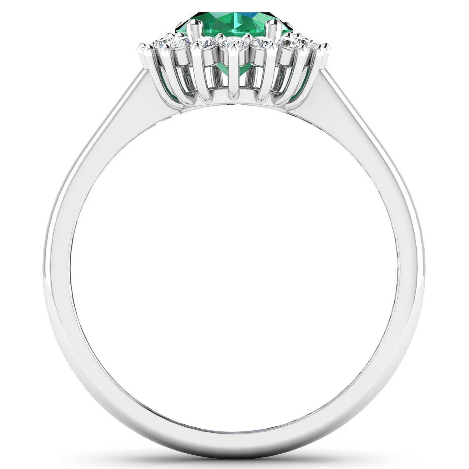 1.87 Carat Genuine Zambian Emerald and White Diamond 14K White Gold Ring on sale at MyriadMart