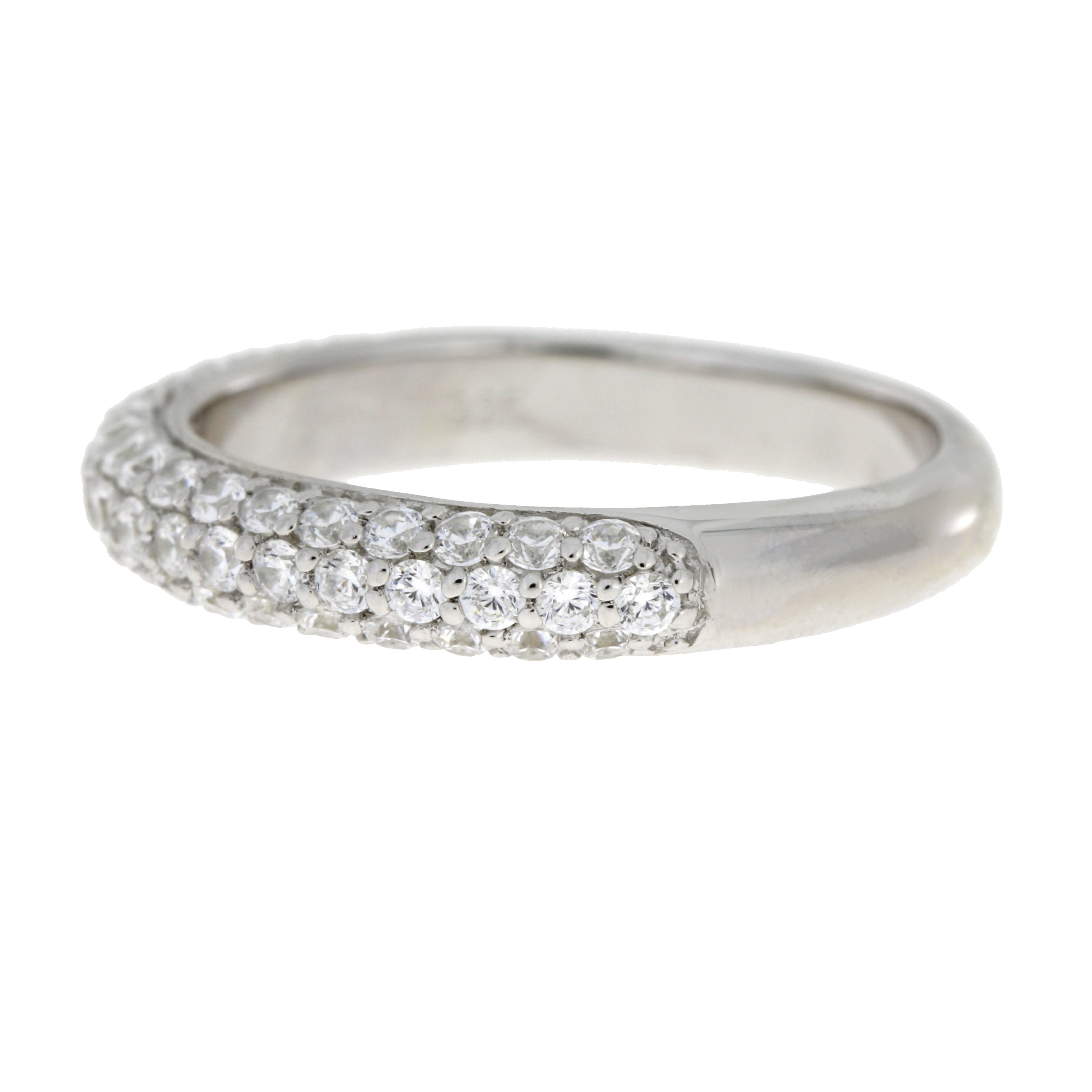 Cubic Zirconium Wedding Band Ring Sterling Silver