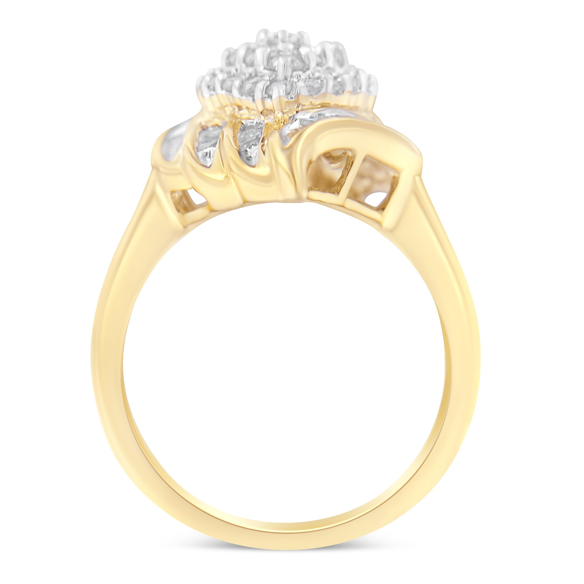 10K Yellow Gold Diamond Cocktail Ring (3/4 Cttw, I-J Color, I2-I3 Clarity) - Size 8