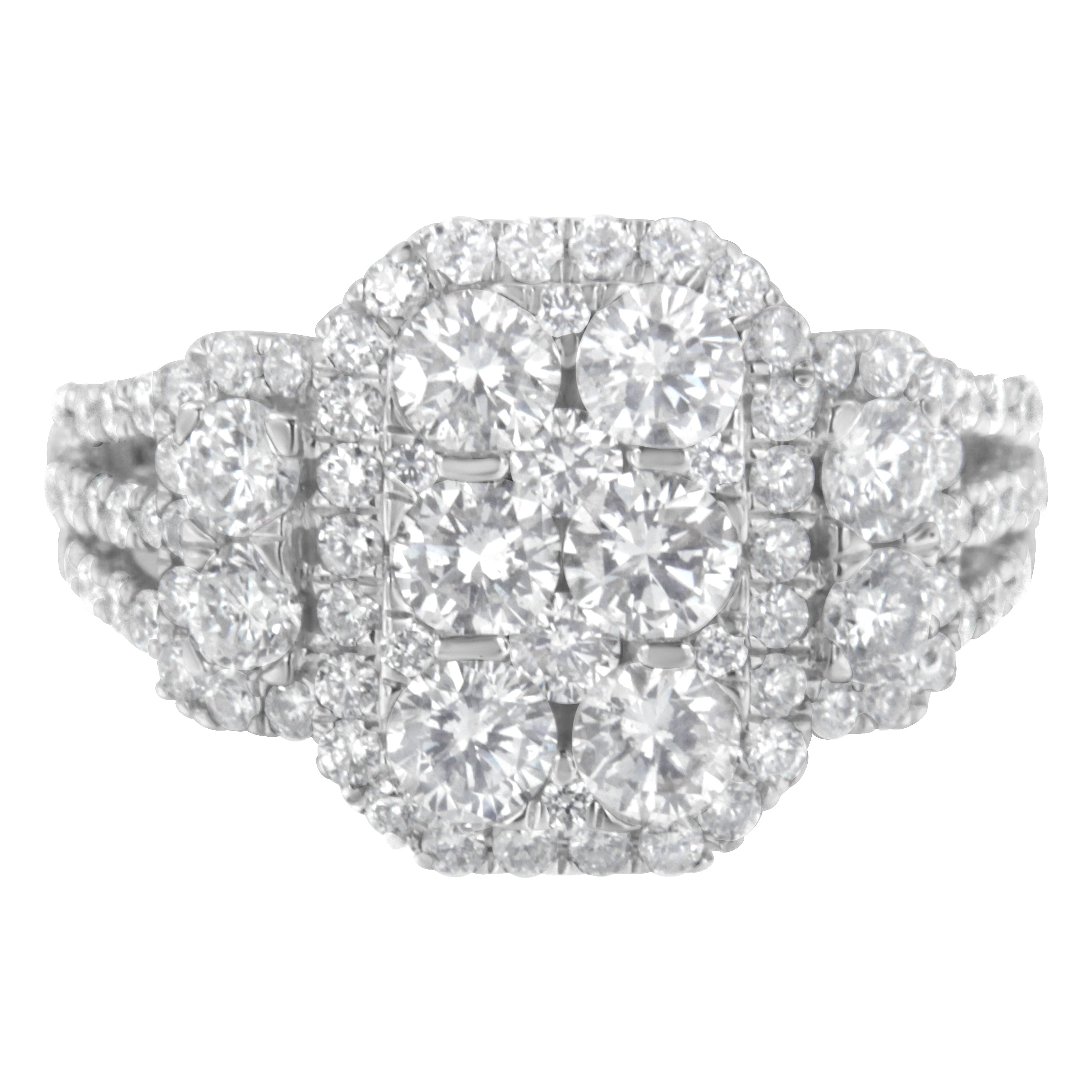 14K White Gold 2 1/4 Cttw Diamond Cocktail Cluster Ring G-H Color, SI2-I1 Clarity - Size 7 on sale at MyriadMart
