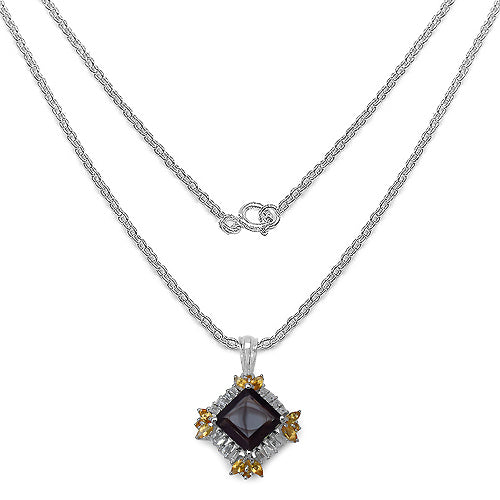 6.27 Carat Genuine Smoky Quartz, Citrine & White Topaz .925 Sterling Silver Pendant on sale at MyriadMart