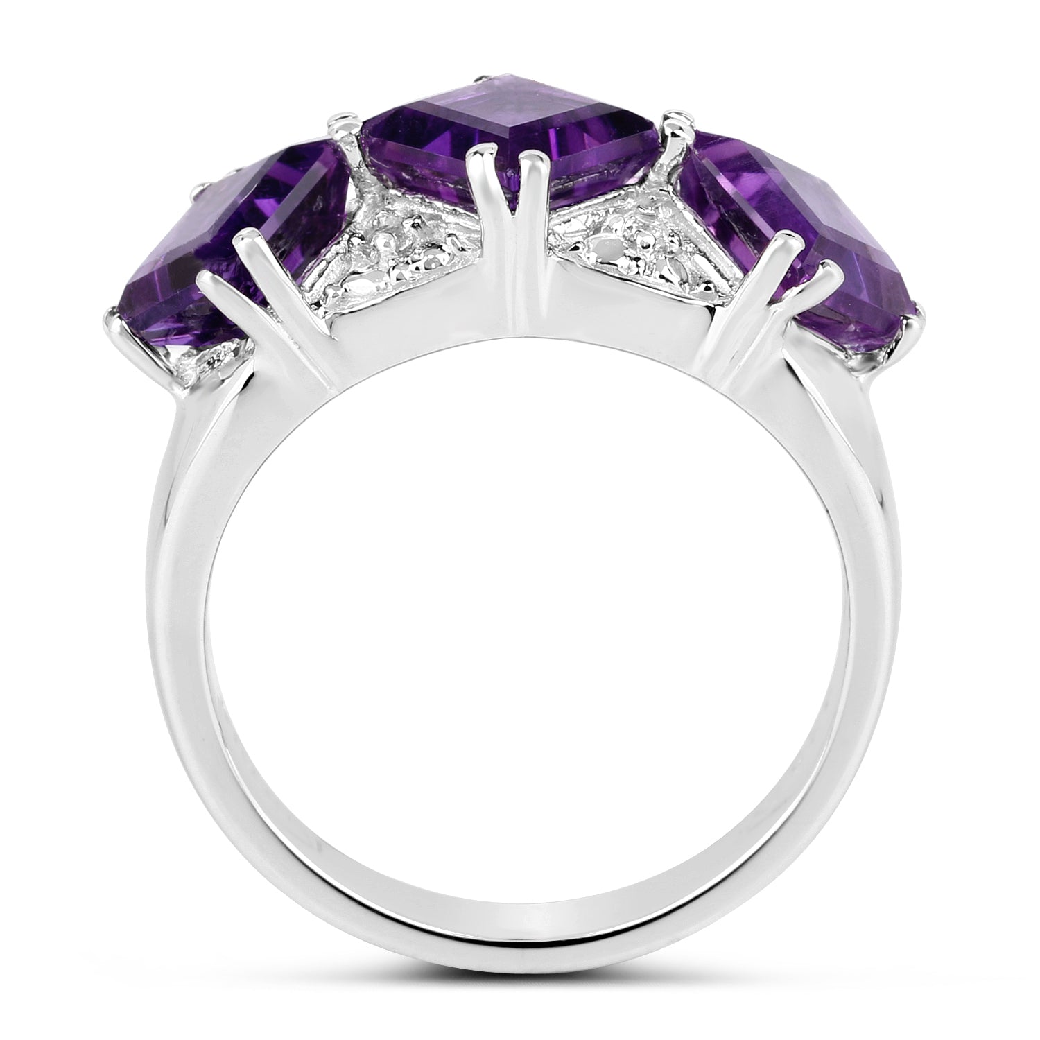 3.09 Carat Genuine Amethyst and White Topaz .925 Sterling Silver Ring on sale at MyriadMart