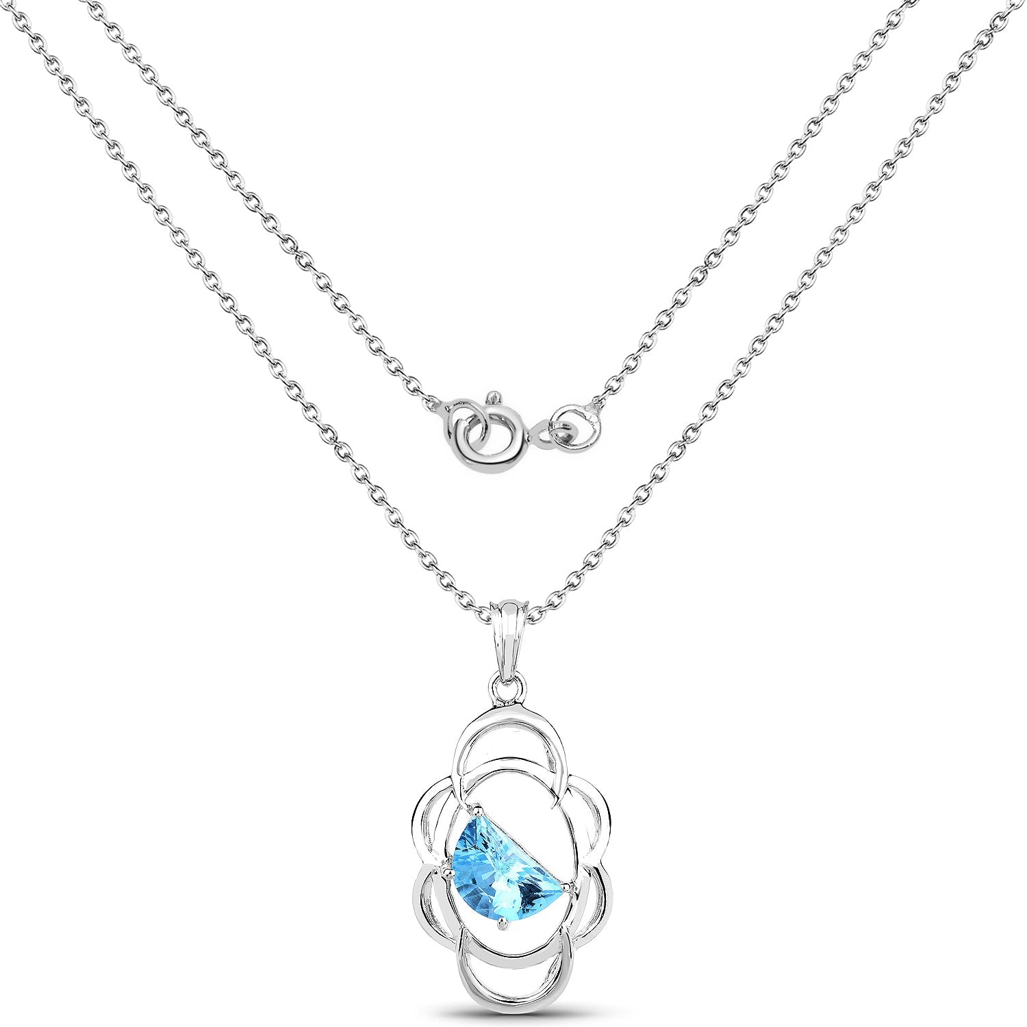 4.60 Carat Genuine Swiss Blue Topaz .925 Sterling Silver Pendant on sale at MyriadMart