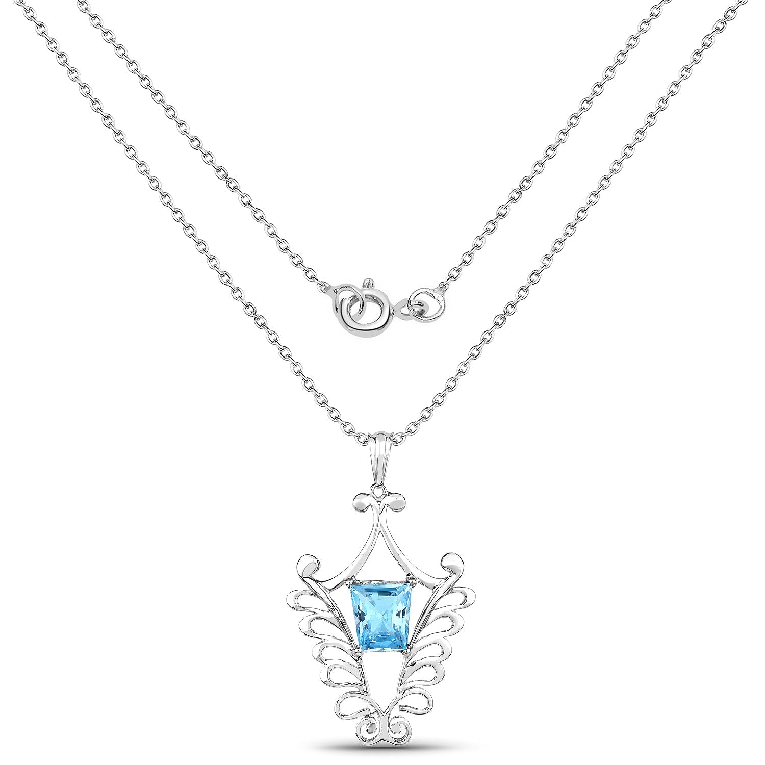 5.68 Carat Genuine Swiss Blue Topaz .925 Sterling Silver Pendant on sale at MyriadMart