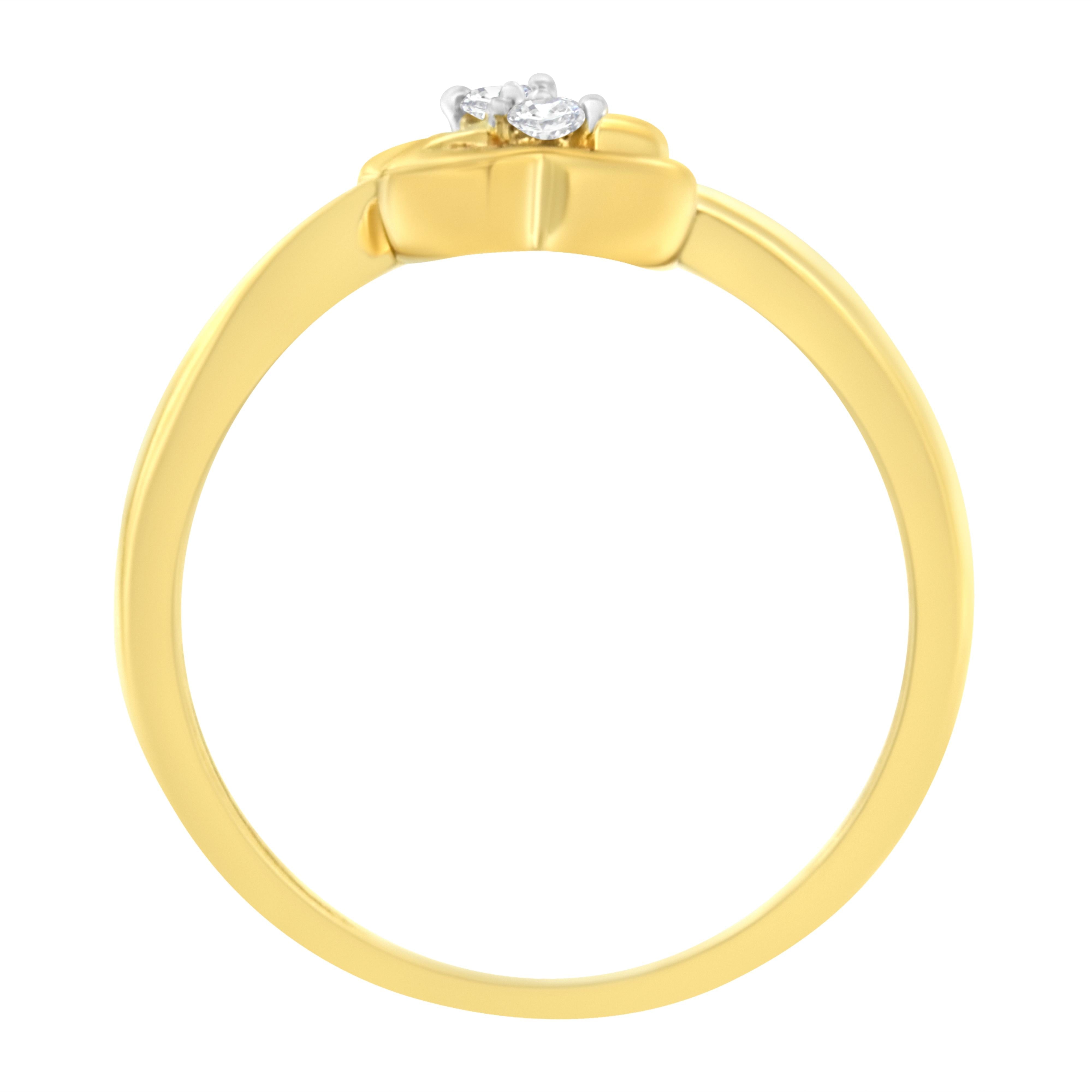 14KT Yellow Gold 1/20 ctw. Dual Heart Diamond Ring K-L, I1-I2 - Size 7 on sale at MyriadMart