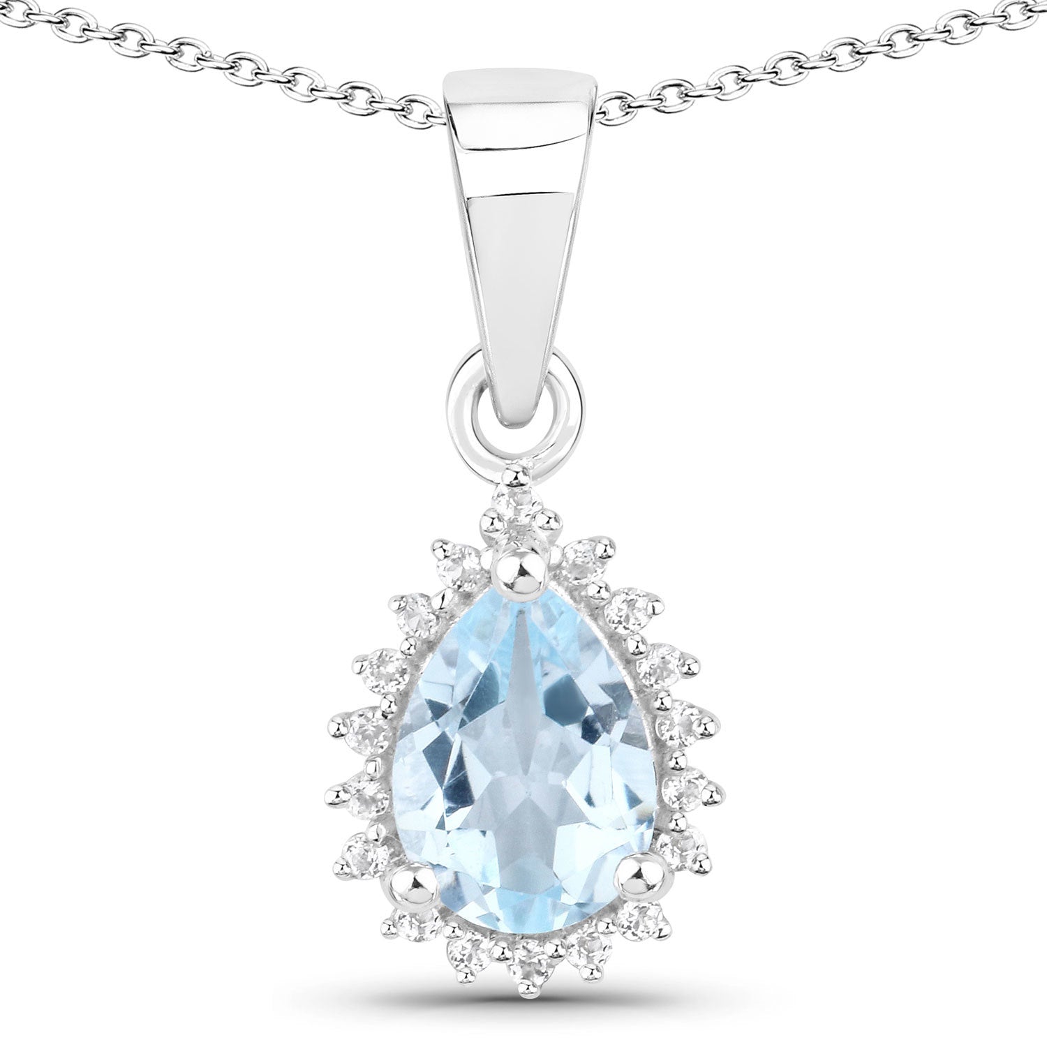 2.00 Carat Genuine Blue Topaz and White Topaz .925 Sterling Silver Jewelry Set on sale at MyriadMart