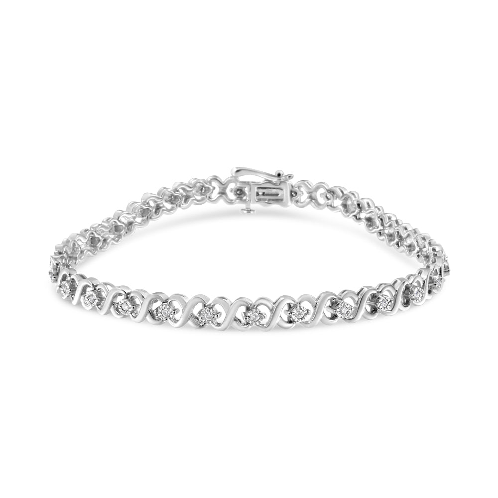 .925 Sterling Silver 1/3 Cttw Miracle Plate Round-Cut Diamond Infinity Link Bracelet I-J Color, I3 Clarity - Size 7.25" on sale at MyriadMart